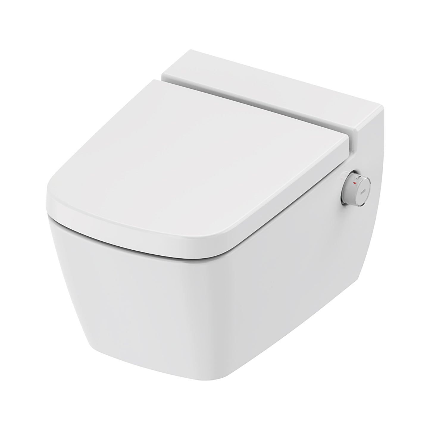 TECENEO TOILET SUSPENDU AVEC BIDET - AVEC MITIGEUR DE BIDET - EAU CHAUDE ET FROIDE - AVEC ABATTANT - 54 CM - BLANC BRILLANT