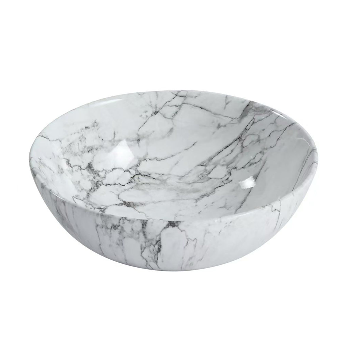 ALONI TIVRA LAVABO - À POSER – SANS TROP-PLEIN – SANS TROU DE ROBINET – AVEC BONDE CLIC-CLAC – CÉRAMIQUE – 38X13X38 CM – MARBRE BLANC