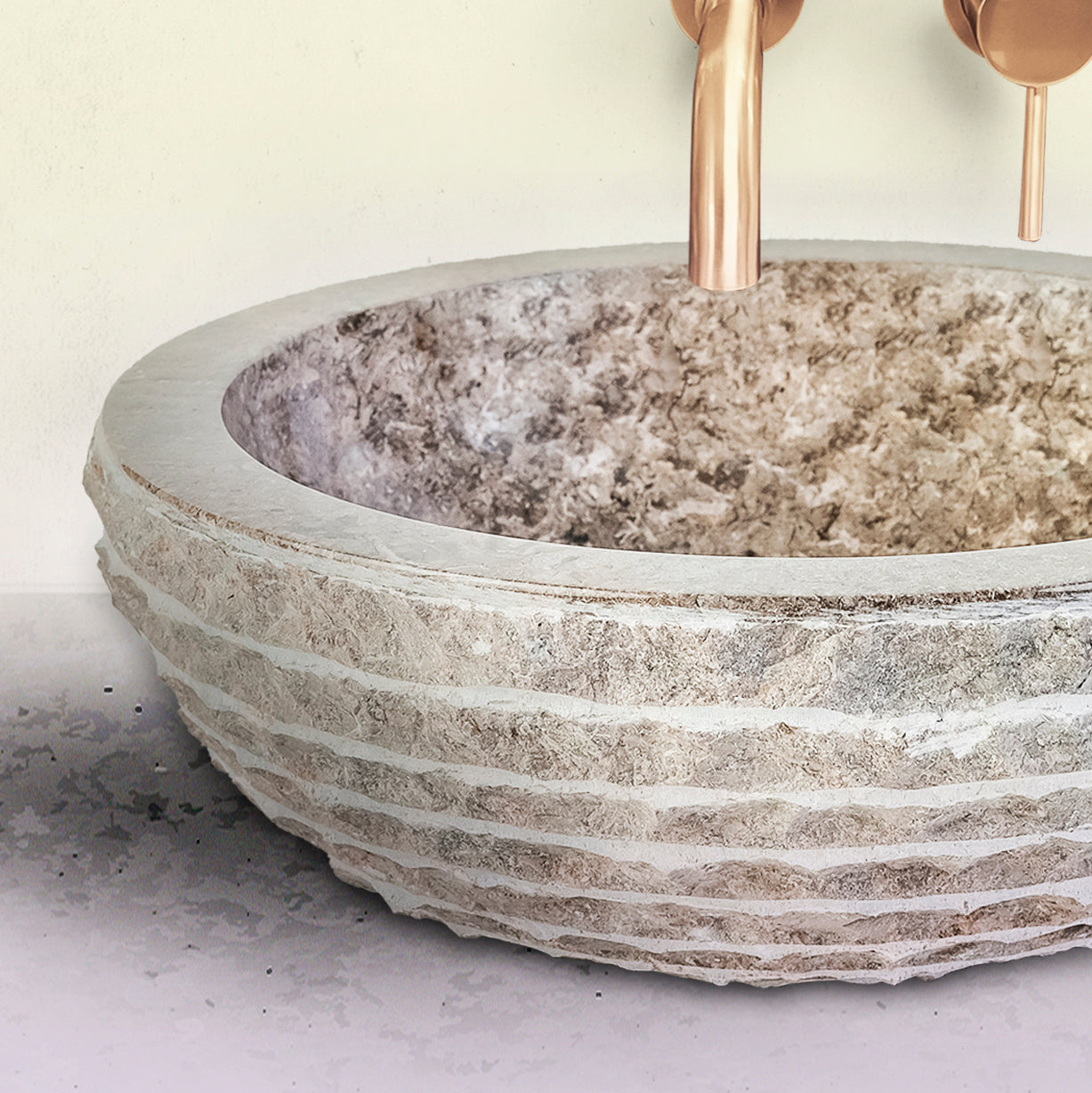 VASQUE EN MARBRE ALUR AVEC INTÉRIEUR POLI - GRIS 35X15CM