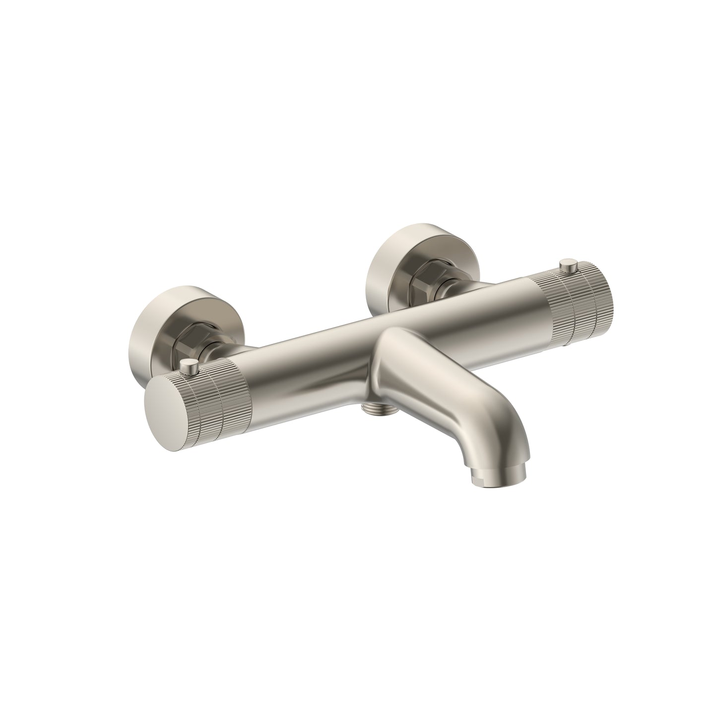 STRIA MITIGEUR DE BAIN – THERMOSTATIQUE – MONTAGE MURAL – BOUTONS AVEC FINITION STRIÉE - ACIER INOX BROSSÉ