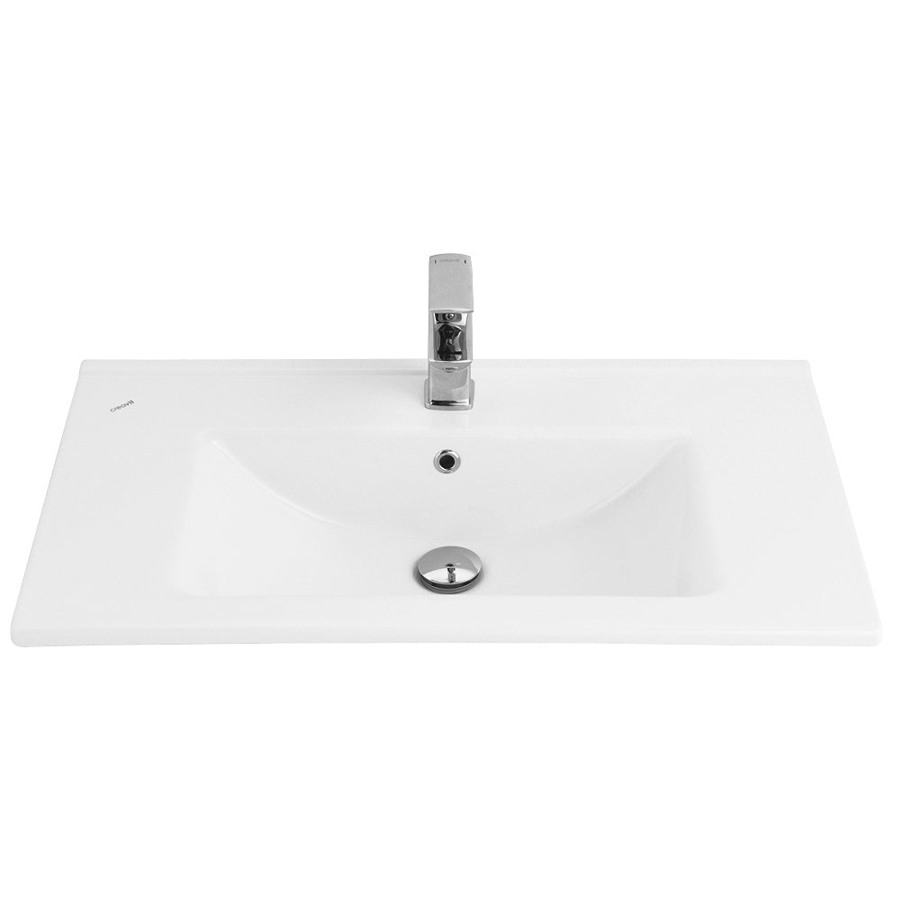 SU LAVABO - 1 LAVABO - AVEC TROU DE ROBINET - CÉRAMIQUE - 80X45 CM - BLANC BRILLANT