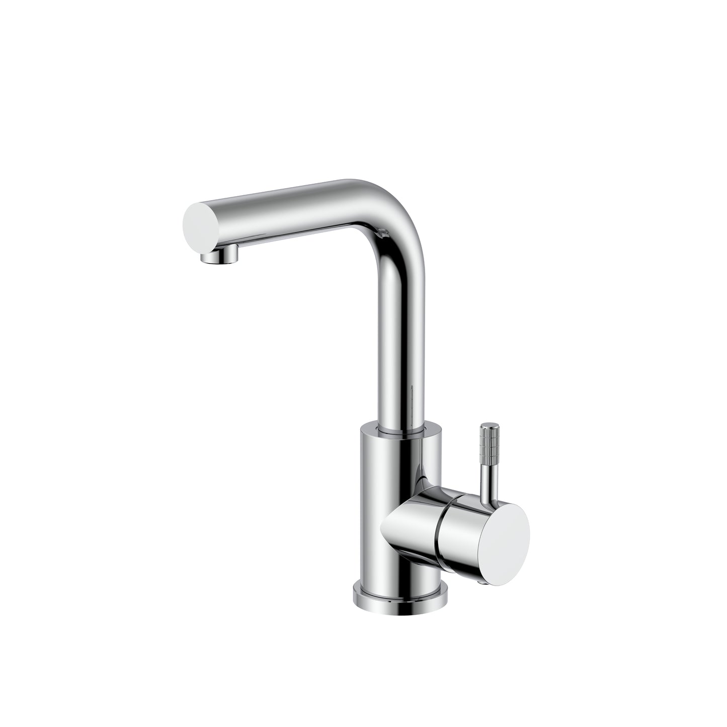 STRIA MITIGEUR LAVABO/ÉVIER – BEC DROIT – MOBILE – DÉMARRAGE À FROID – POIGNÉE AVEC STRUCTURE STRIÉE RAFFINÉE – SANS BONDE – CHROME