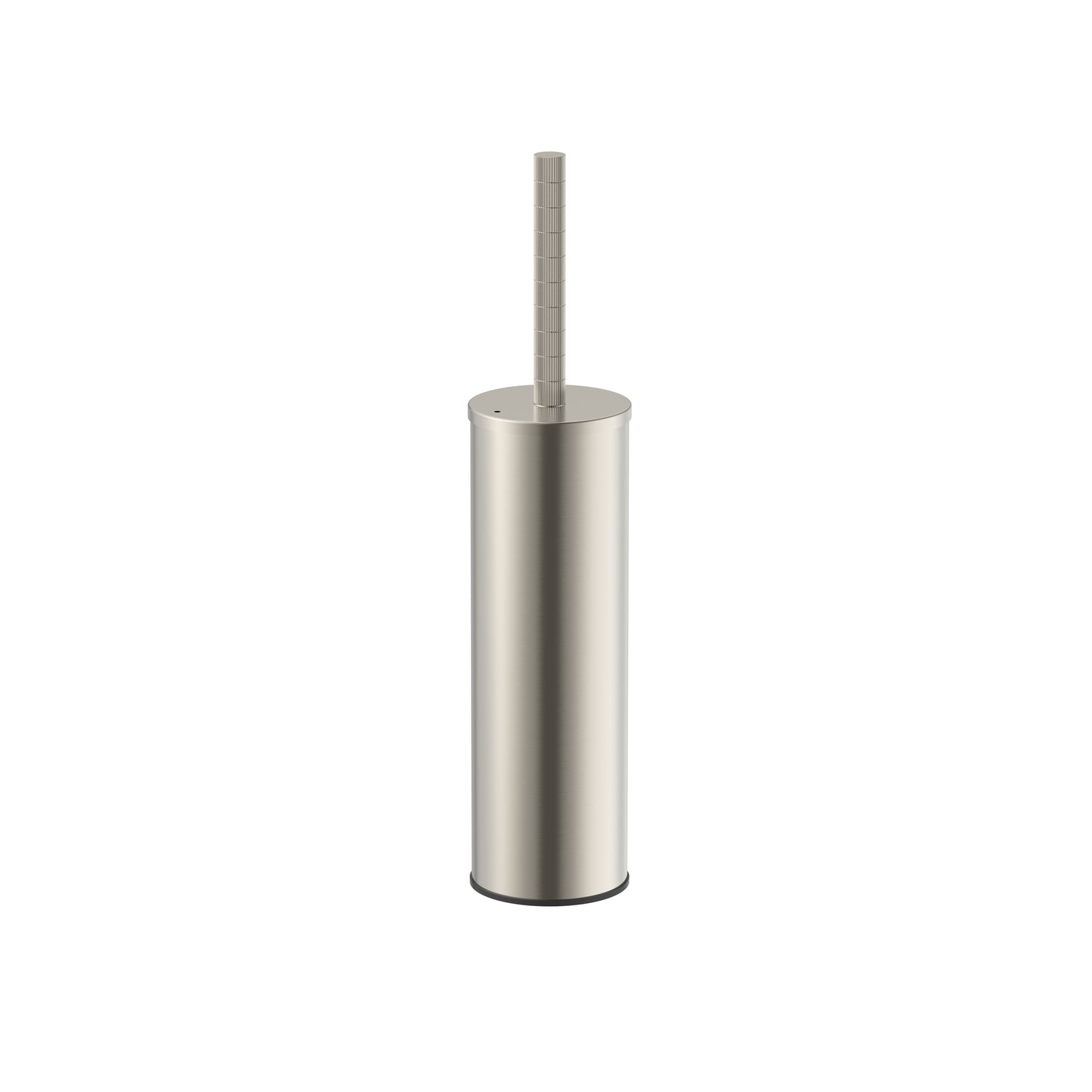 STRIA BROSSE WC AVEC SUPPORT – MANCHE AVEC STRUCTURE STRIÉE RAFFINÉE – SUSPENDUE OU À POSER – AVEC RÉCIPIENT INTÉRIEUR EN PLASTIQUE – ACIER INOX BROSSÉ