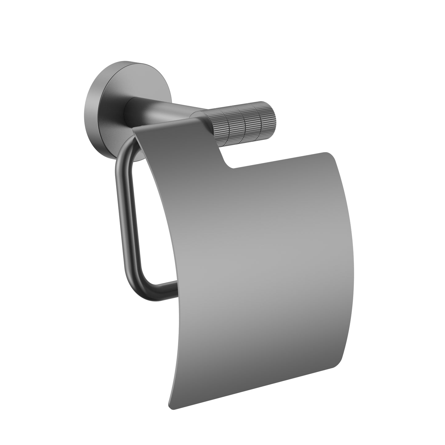 STRIA PORTE-PAPIER TOILETTE AVEC COUVERCLE – FINITION AVEC STRUCTURE STRIÉE RAFFINÉE – GUNMETAL (PVD)