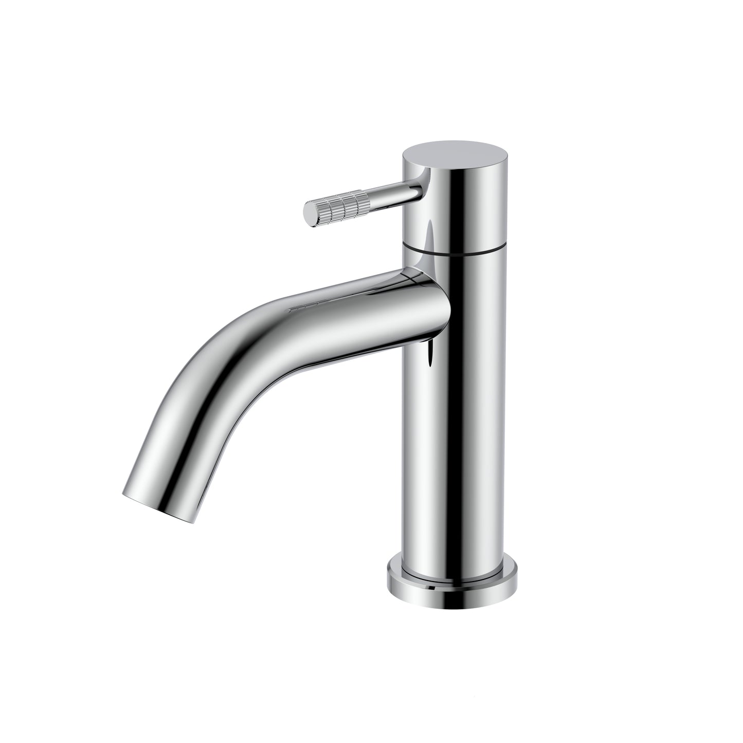 STRIA ROBINET EAU FROIDE – POIGNÉE AVEC STRUCTURE STRIÉE RAFFINÉE – SANS BONDE – CHROME