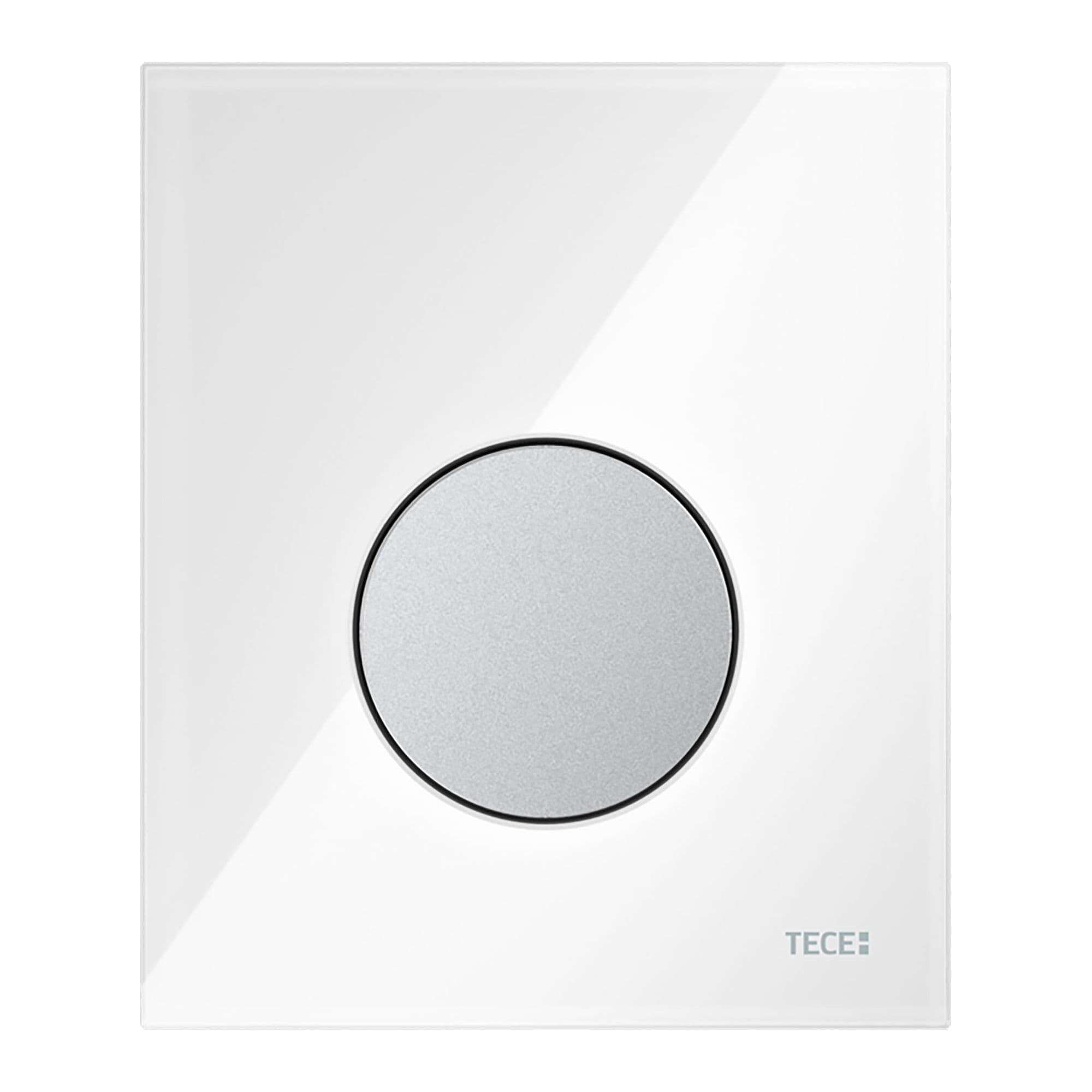 TECELOOP GLASS - PLAQUE DE DÉCLENCHEMENT URINOIR - CARTOUCHE INCLUSE - VERRE - VERRE BLANC BRILLANT - TOUCHE CHROMÉ MAT vue 1