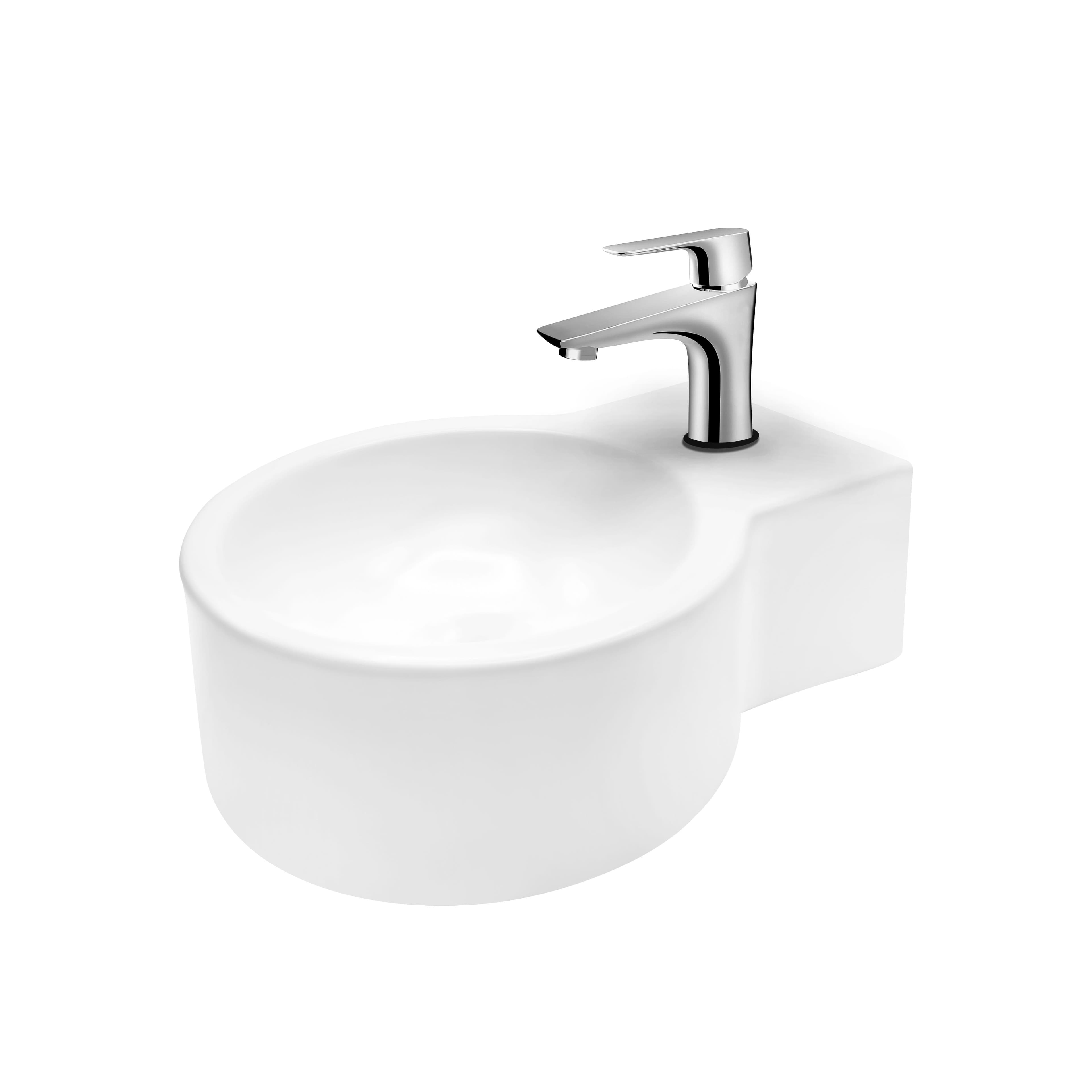 ALONI LAVE-MAINS - SANS TROP-PLEIN - AVEC TROU ROBINET - CÉRAMIQUE - 28X16X35CM - BLANC BRILLANT vue 1