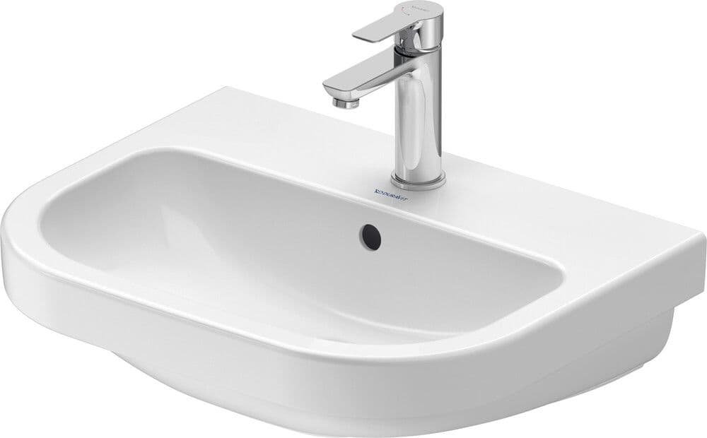 Duravit D-Code wastafel rond 55 x 43 cm glanzend wit vue 1