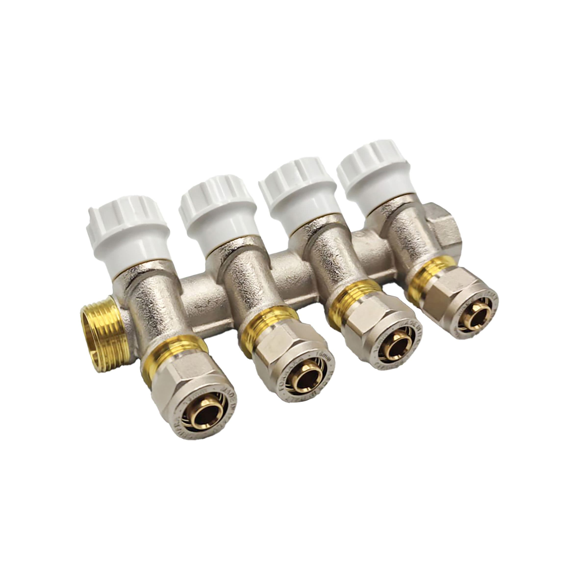 KIT ROBINET COLLECTEUR 3/4M - 4 SORTIES 1/2M + RACCORDS vue 1