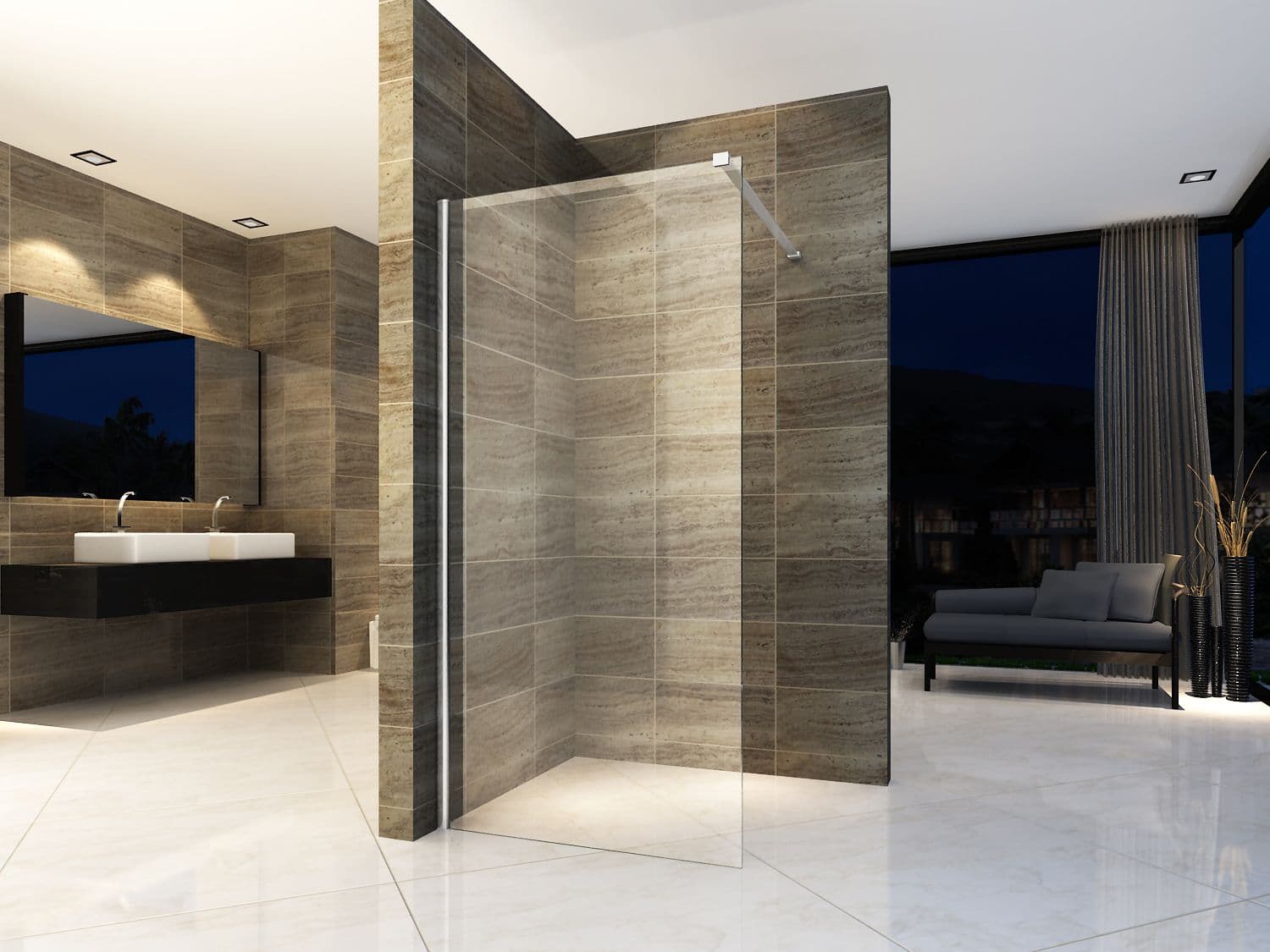 ALONI INLOOPDOUCHE - 700 X 2000MM - CHROOM - HELDER GLAS vue 1