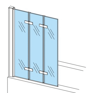ALONI BADWAND - 3-DELIG - INKLAPBAAR - 1300 X 1400MM - CHROOM - HELDER GLAS vue 1