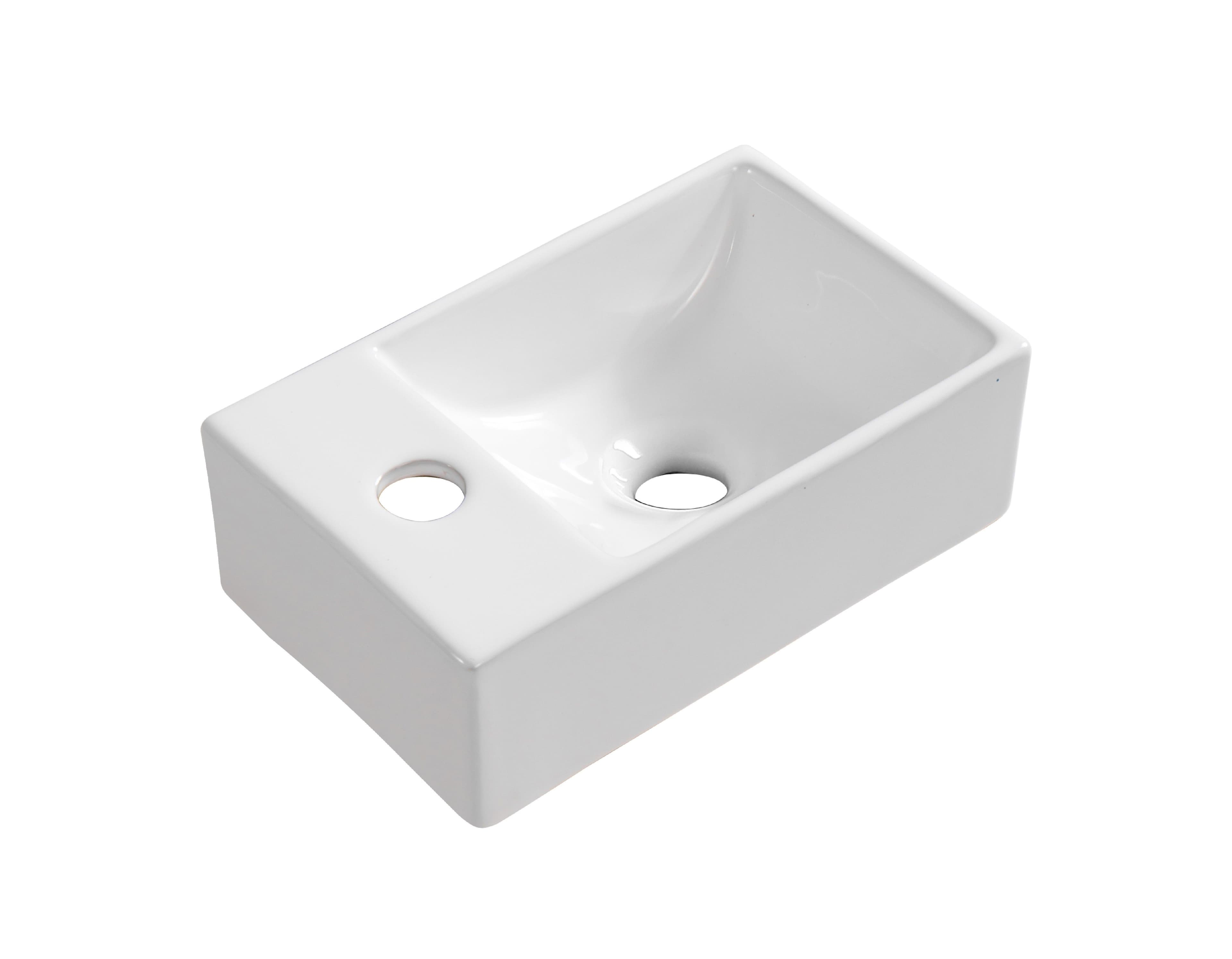 ALONI LAVE-MAINS – SANS TROP-PLEIN – TROU DE ROBINET À GAUCHE – CÉRAMIQUE – 30,5X11X19CM – BLANC BRILLANT vue 1