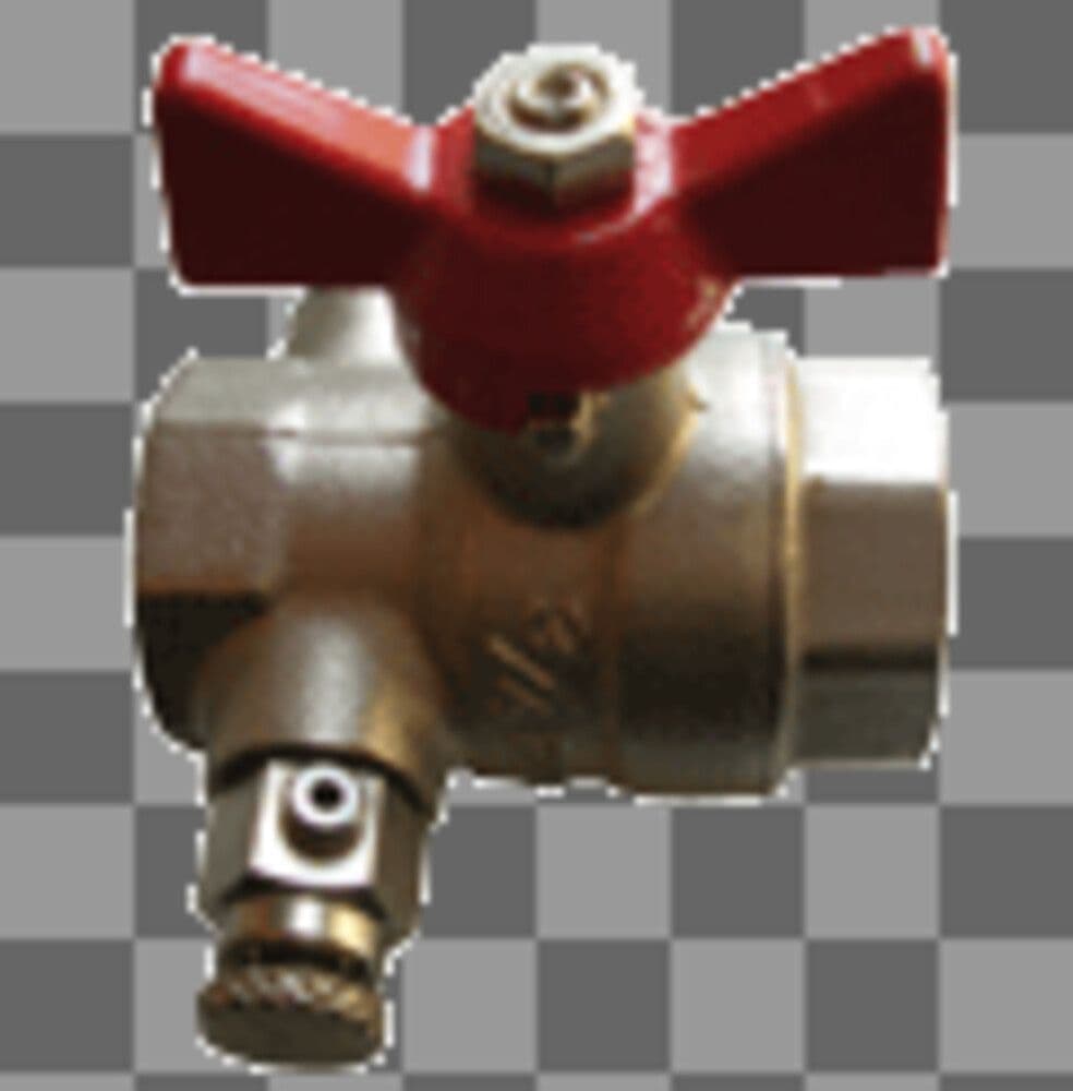 robinet à bille avec purgeur passage intégral manette papillon 3/4"FF vue 1