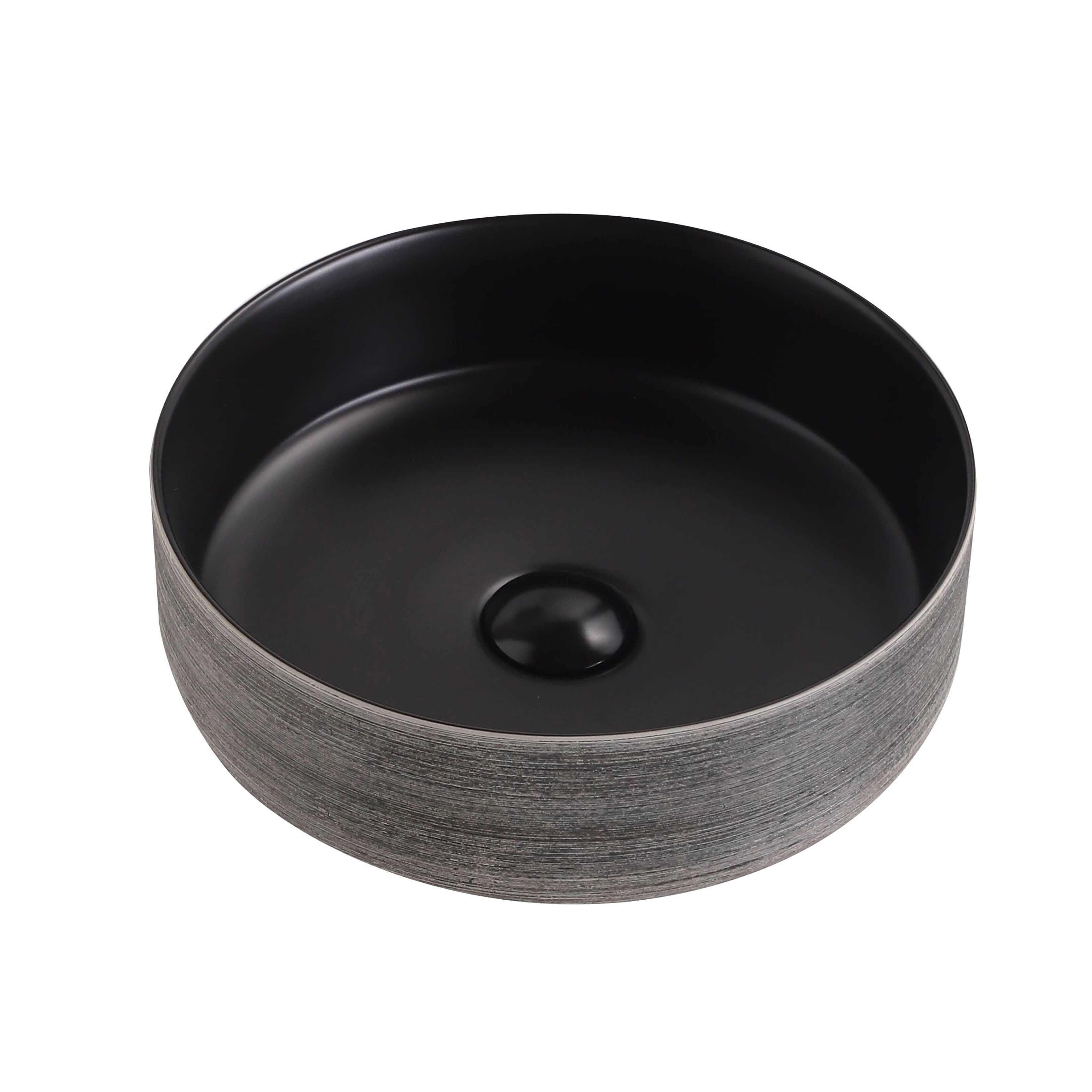 ALONI TURO LAVABO AVEC RELIEF - À POSER – SANS TROP-PLEIN – SANS TROU DE ROBINET – CÉRAMIQUE – 36X12X36 CM – GRIS/NOIR MAT vue 1