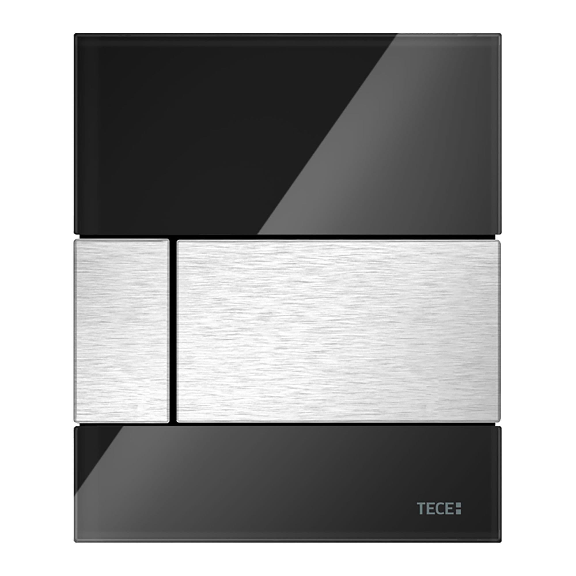 TECESQUARE GLASS - PLAQUE DE DÉCLENCHEMENT URINOIR - CARTOUCHE INCLUSE - VERRE - VERRE NOIR BRILLANT - TOUCHE RVS LOOK vue 1