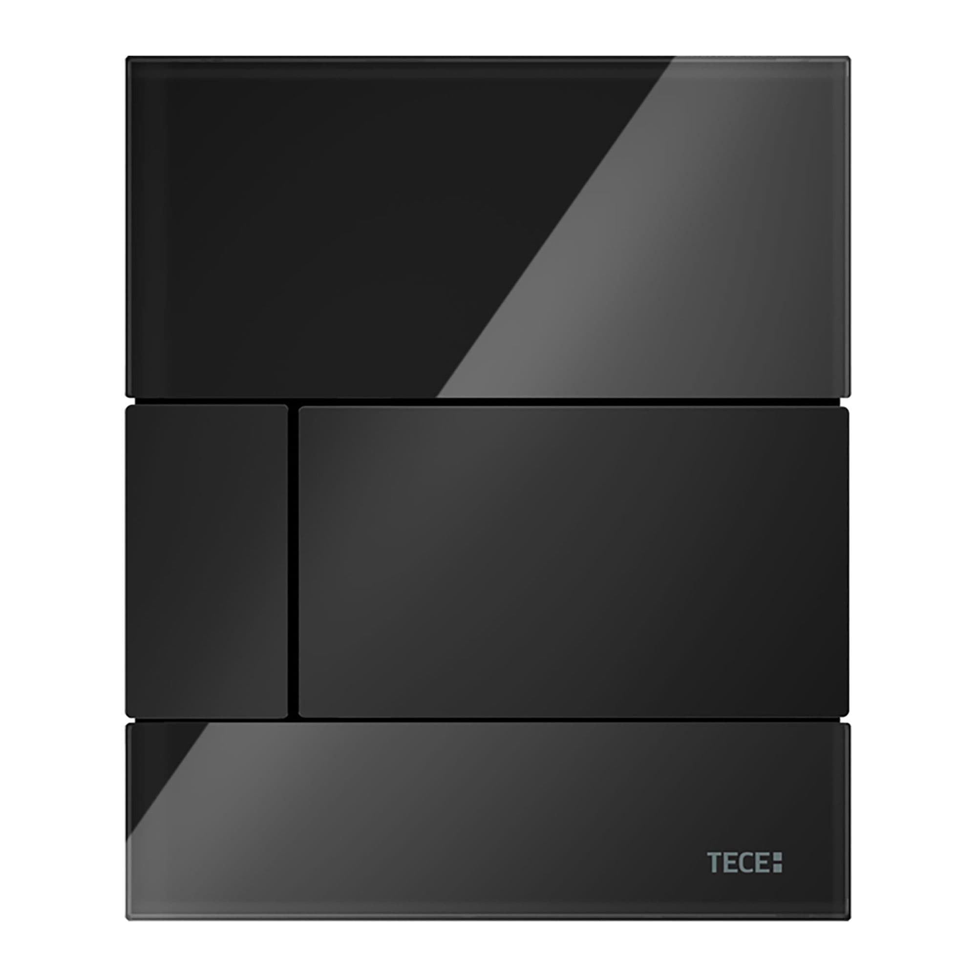 TECESQUARE GLASS - PLAQUE DE DÉCLENCHEMENT URINOIR - CARTOUCHE INCLUSE - VERRE - VERRE NOIR BRILLANT - TOUCHE NOIR MAT vue 1