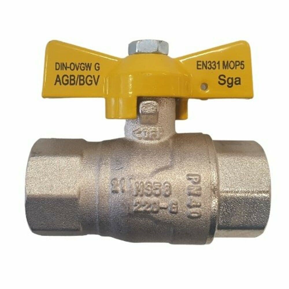 Van Marcke robinet d'arrêt gaz type FF-papillon ARGB 4/4" laiton vue 1
