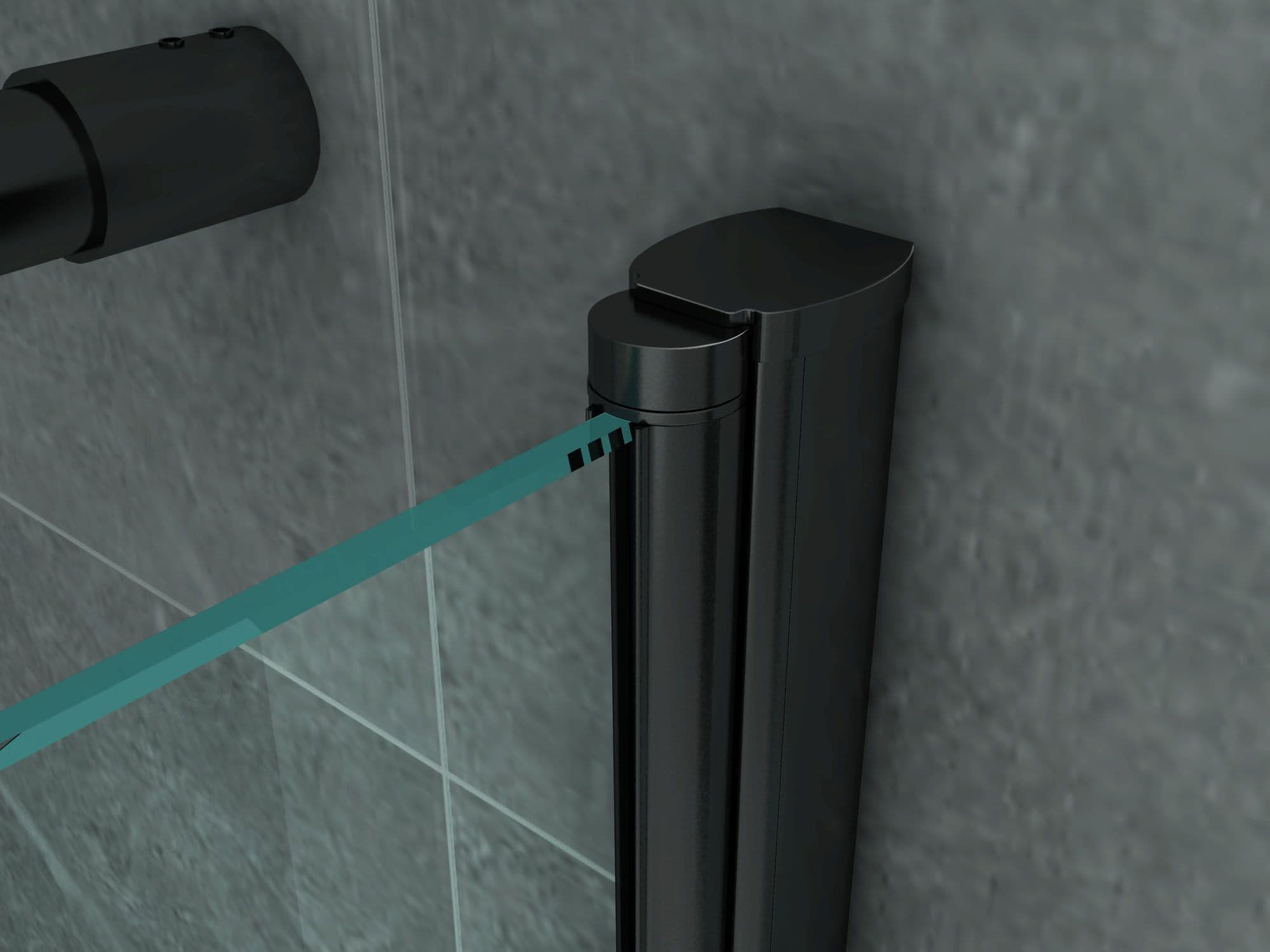 ALONI DOUCHECABINE - DRAAIDEUR EN ZIJWAND - 900 X 900 X 1900MM - MAT ZWART - HELDER GLAS vue 1