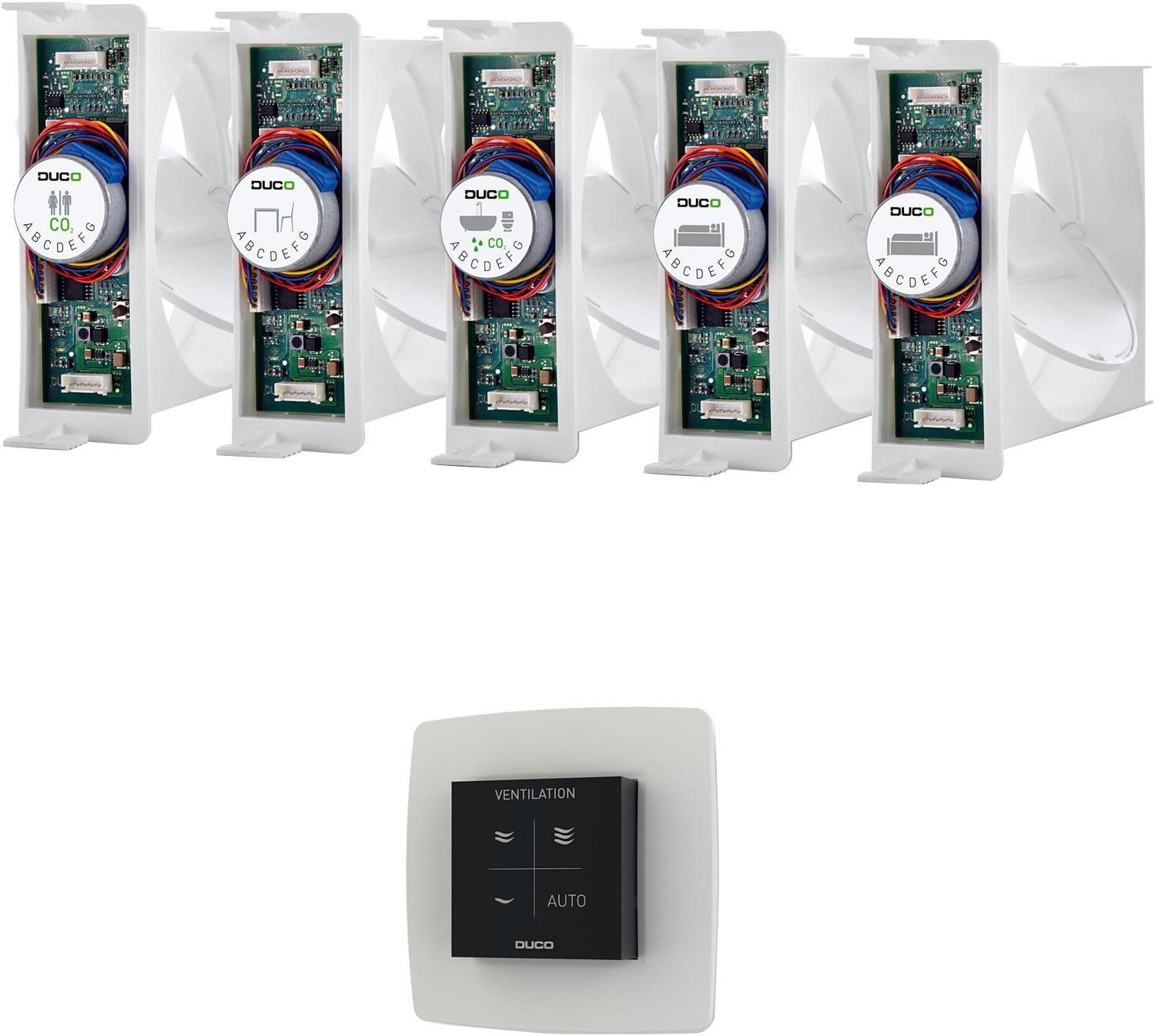 BASISPAKKET VOOR DUCOBOX FOCUS + AFVOER IN SLAAPKAMER ZWART/WIT vue 1