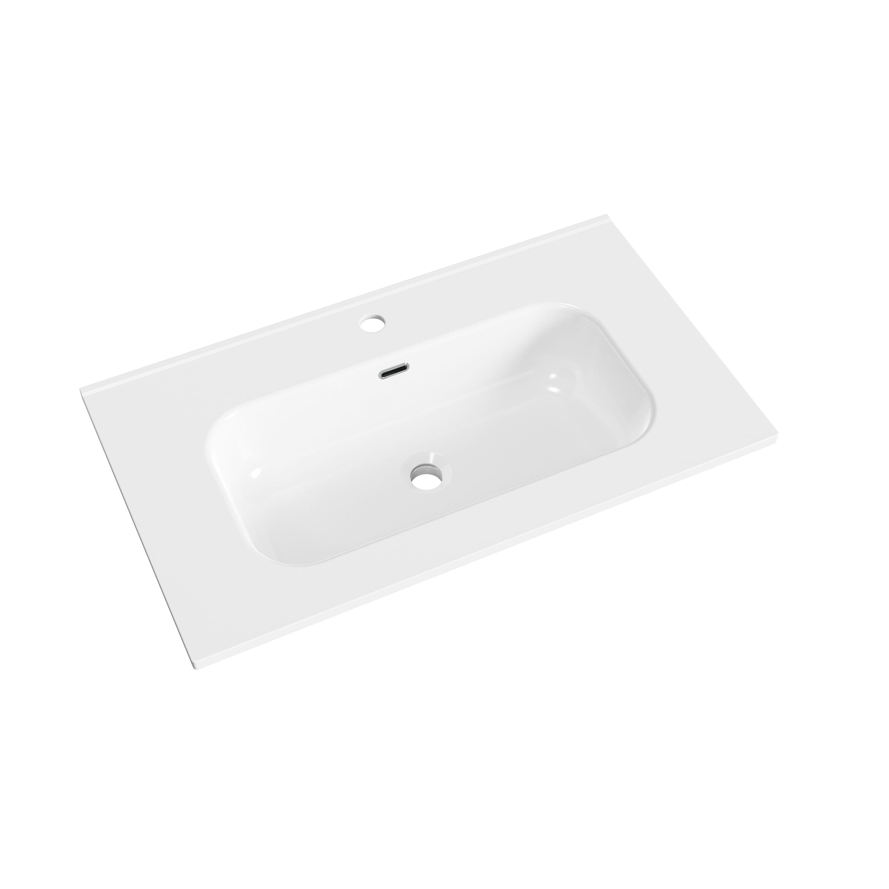 ALONI LIVA LAVABO – 80X1,8X46 CM – 1 VASQUE – 1 TROU ROBINET – AVEC TROP-PLEIN – CÉRAMIQUE – BLANC BRILLANT vue 1