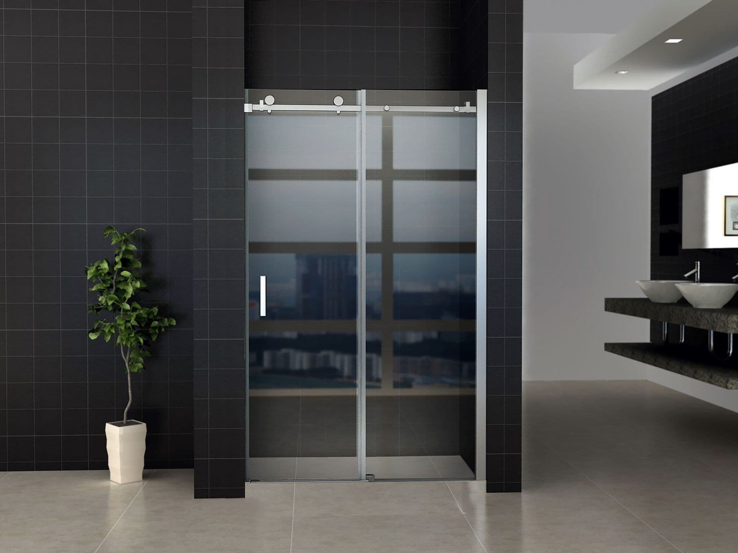 ALONI SCHUIFDEUR VOOR NIS - 1200 X 2000MM - CHROOM - HELDER GLAS vue 1