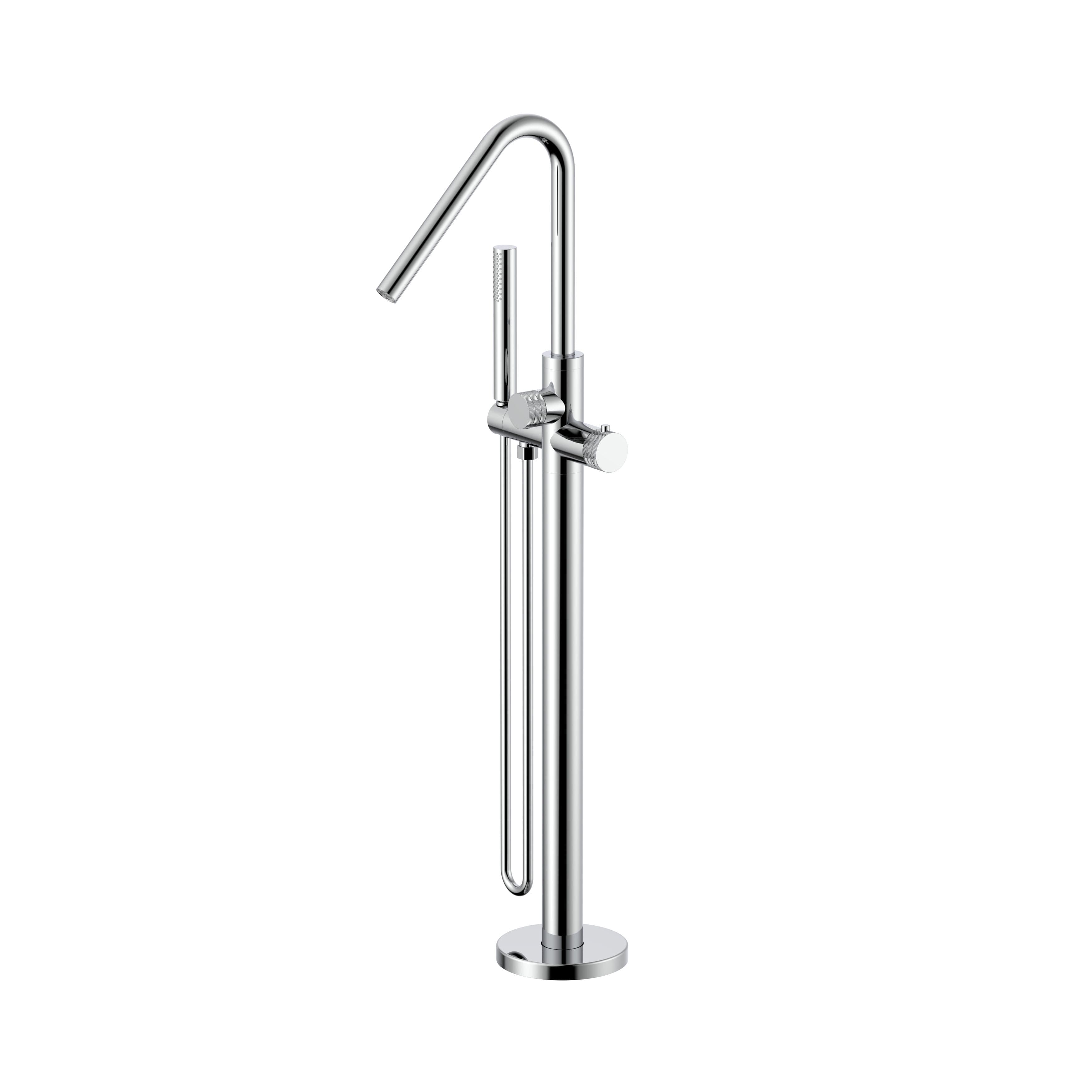 STRIA MITIGEUR DE BAIN – INDÉPENDANT – THERMOSTATIQUE – AVEC DOUCHETTE ET FLEXIBLE – BOUTONS AVEC STRUCTURE STRIÉE - BELGAQUA - CHROME vue 1
