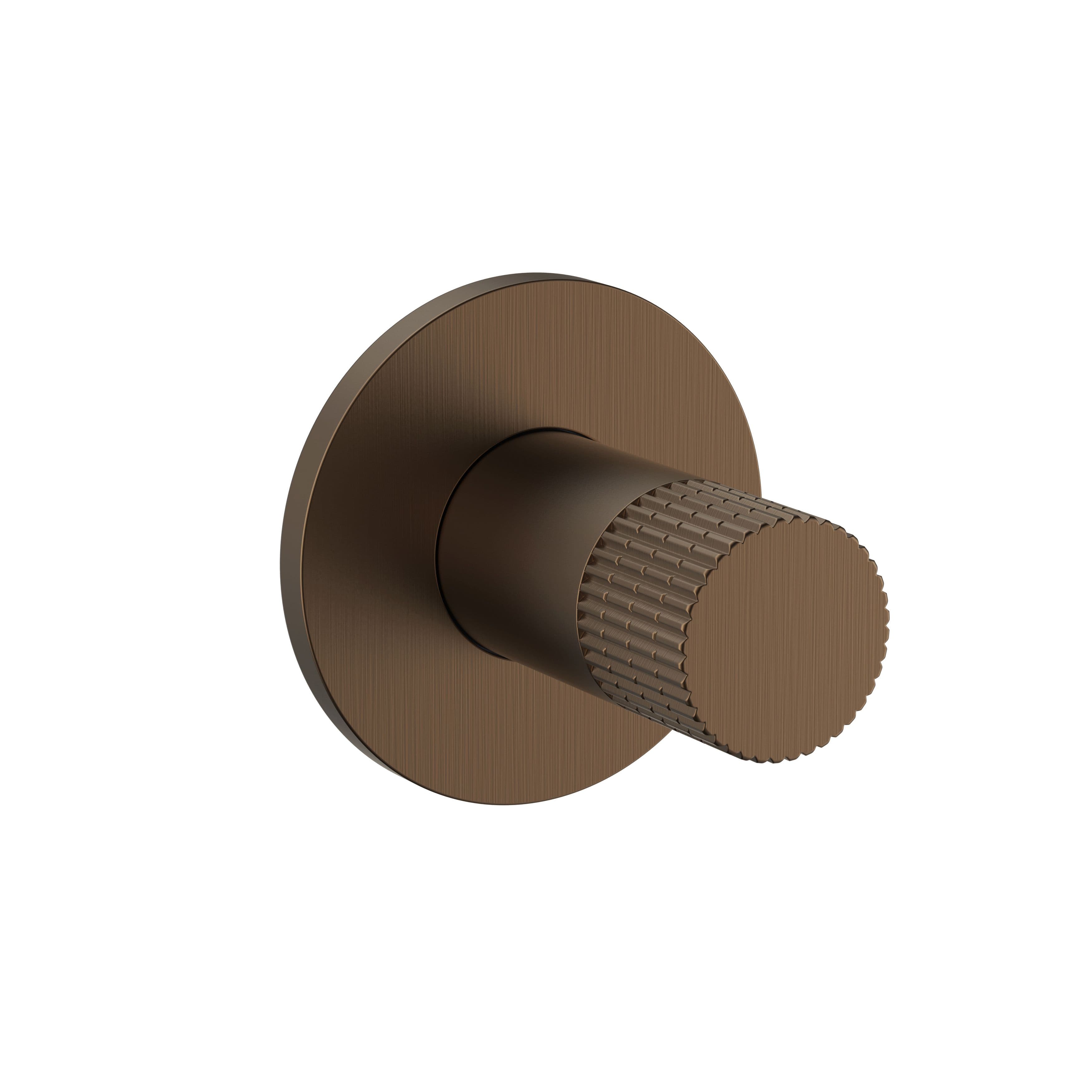 STRIA BIDETKRAAN - KOUD WATER - KNOP MET VERFIJNDE RIBBELSTRUCTUUR - BRUIN BRONS (PVD) vue 1