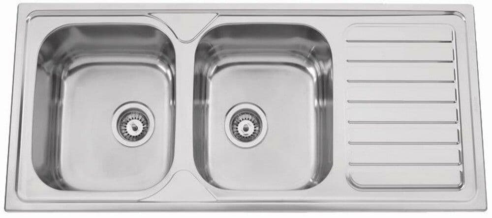intro Médoc inbouwspoeltafel RVS 2bakken afdruip 1160x500mm omkeerbaar compleet vue 1