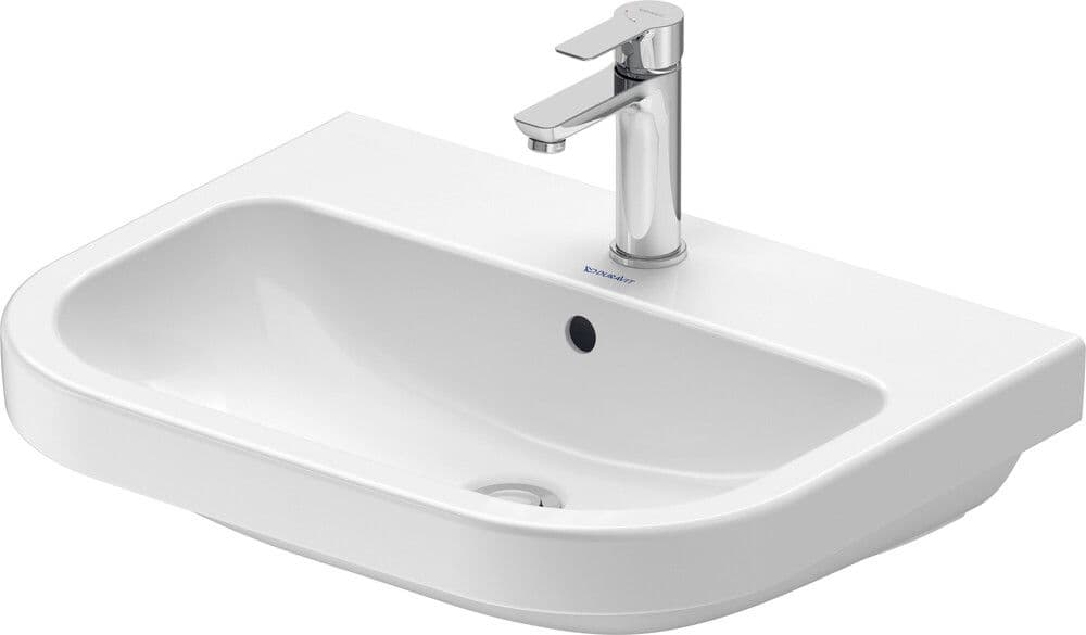 Duravit D-Code wastafel rond 60 x 46 cm glanzend wit vue 1