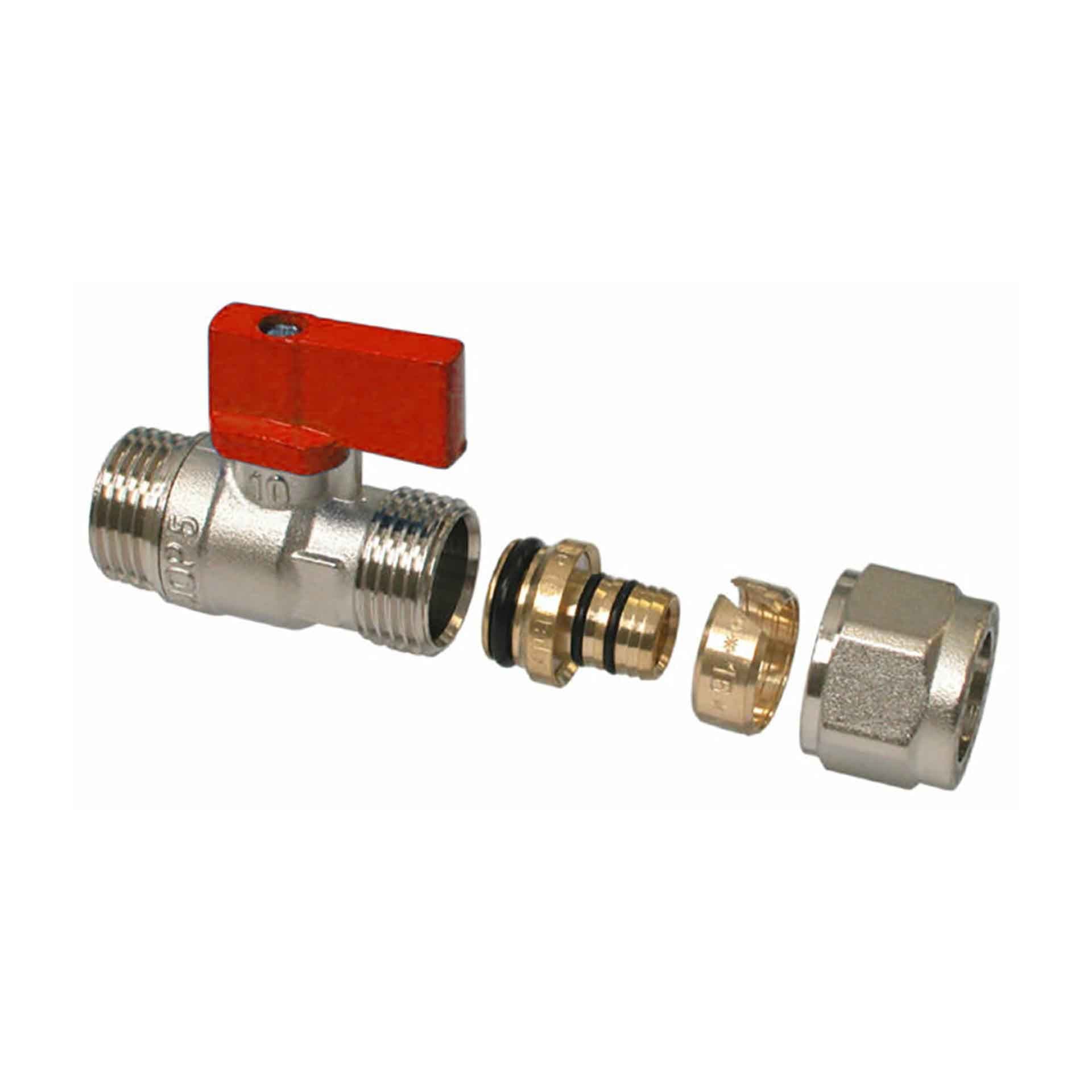 MINI VANNE ROUGE AVEC RACCORD 1/2 M REGLABLE X 16 vue 1