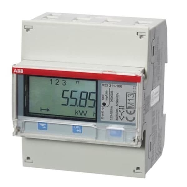 Energiemeter B serie 3 x 230 / 400Vac, 65A, pulse, B (cl 1), Silver vue 1