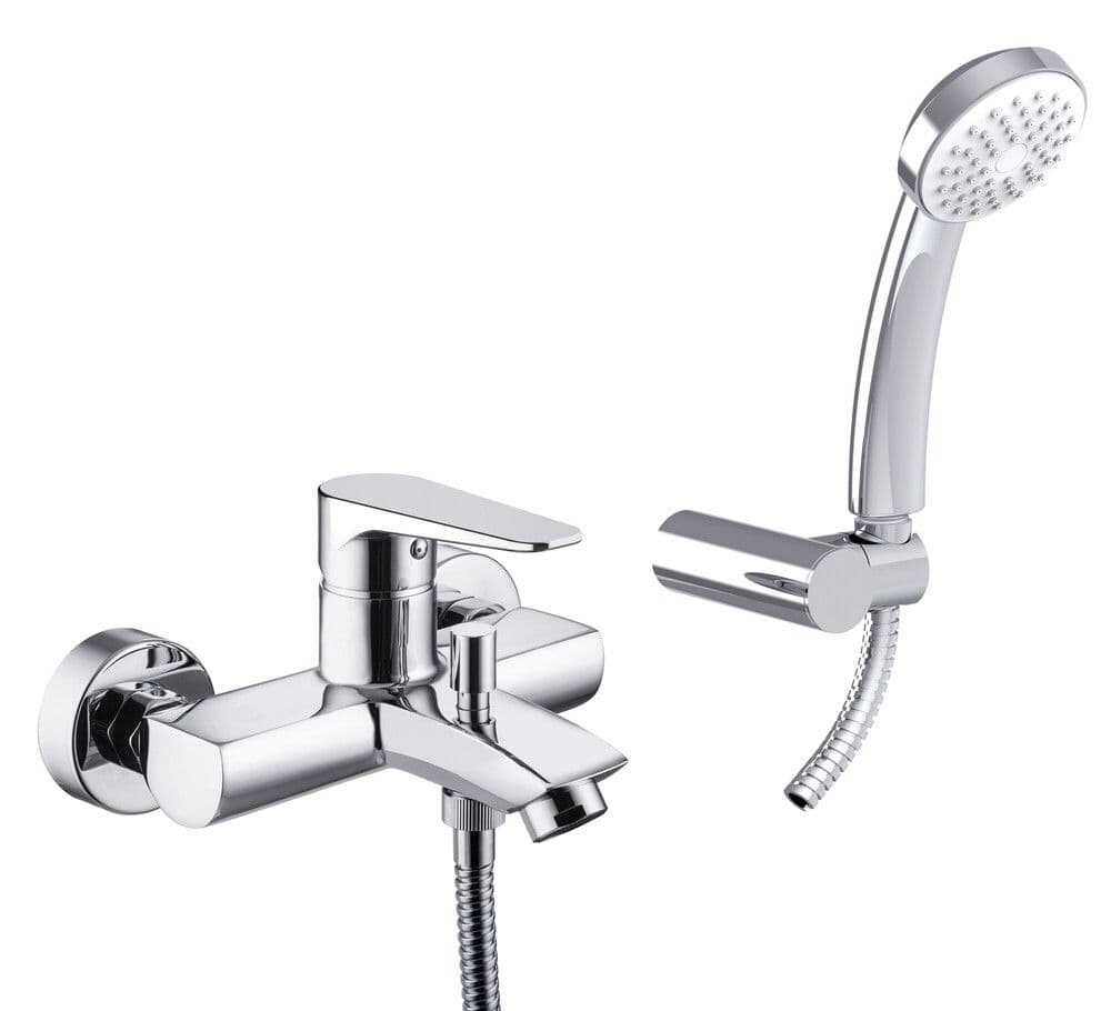 GO VM Valencia bath/shower mixer tap set with hand shower et hose chrome vue 1