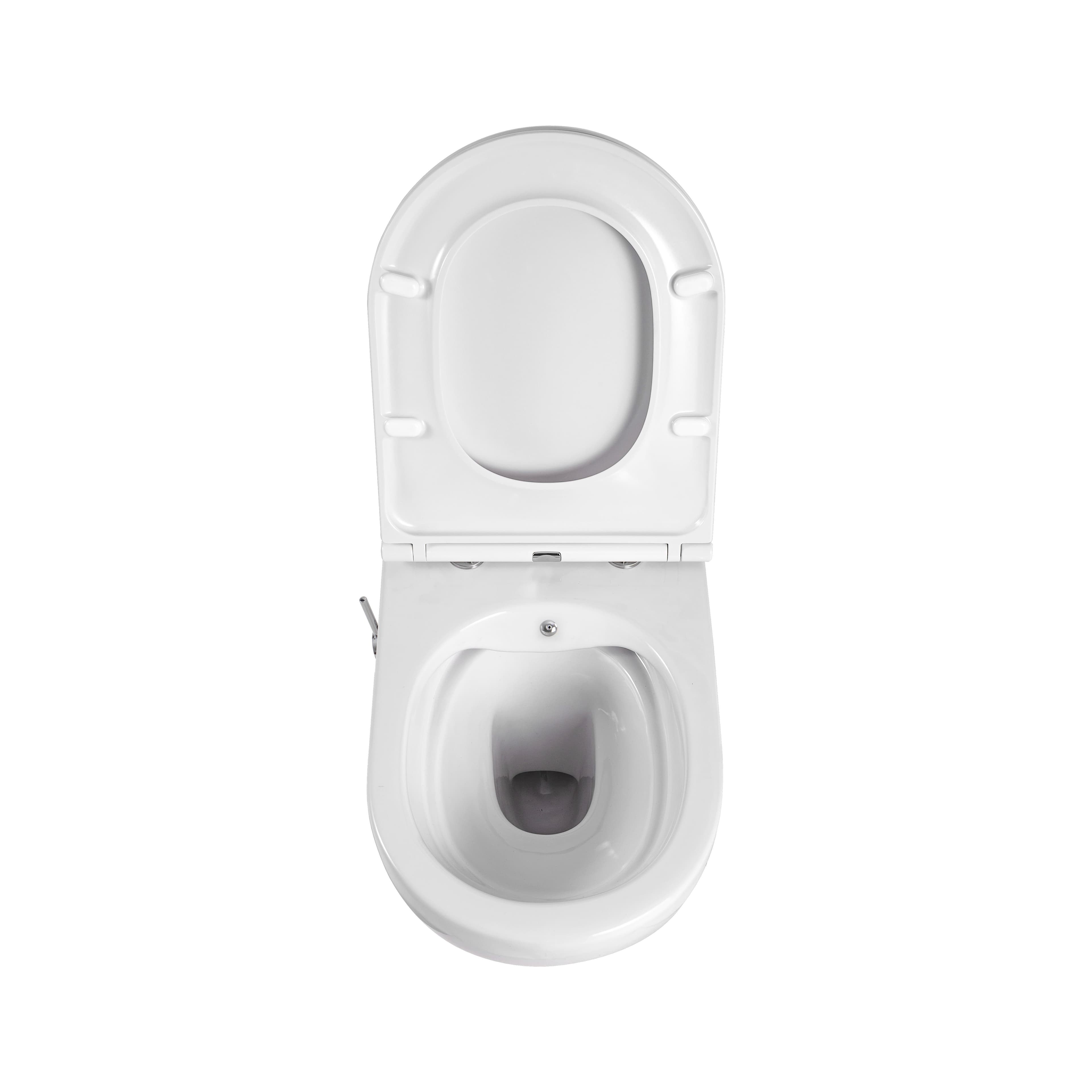 ALONI PRO HANGTOILET MET BIDET - RANDLOOS - MET BIDETKRAAN KOUD EN WARM WATER - MET ZITTING - 52,5CM - GLANZEND WIT vue 1