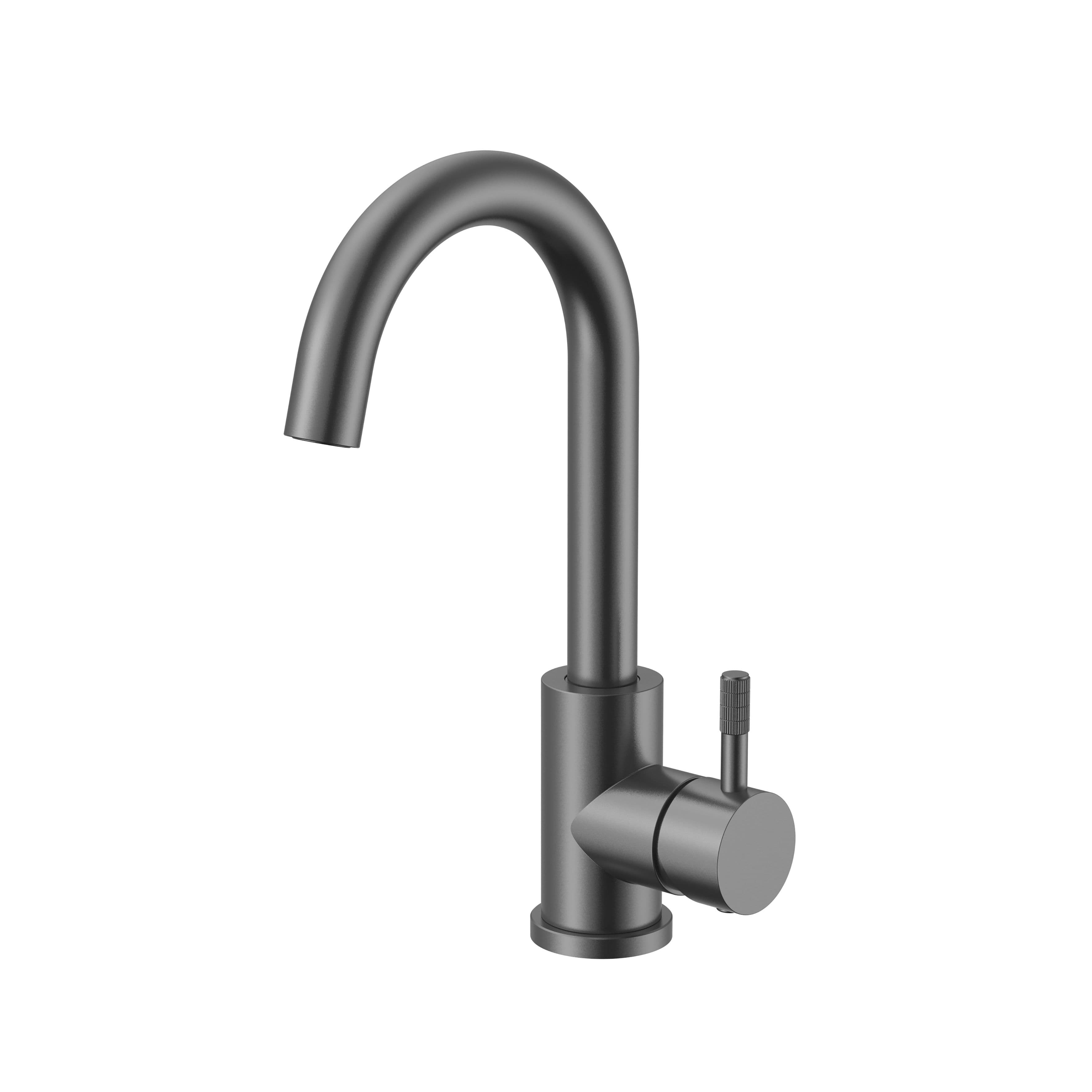 STRIA WASTAFELMENGKRAAN - GEBOGEN UITLOOP - DRAAIBAAR - COLD START - HENDEL MET VERFIJNDE RIBBELSTRUCTUUR - ZONDER AFVOERPLUG - GUNMETAL (PVD) vue 1