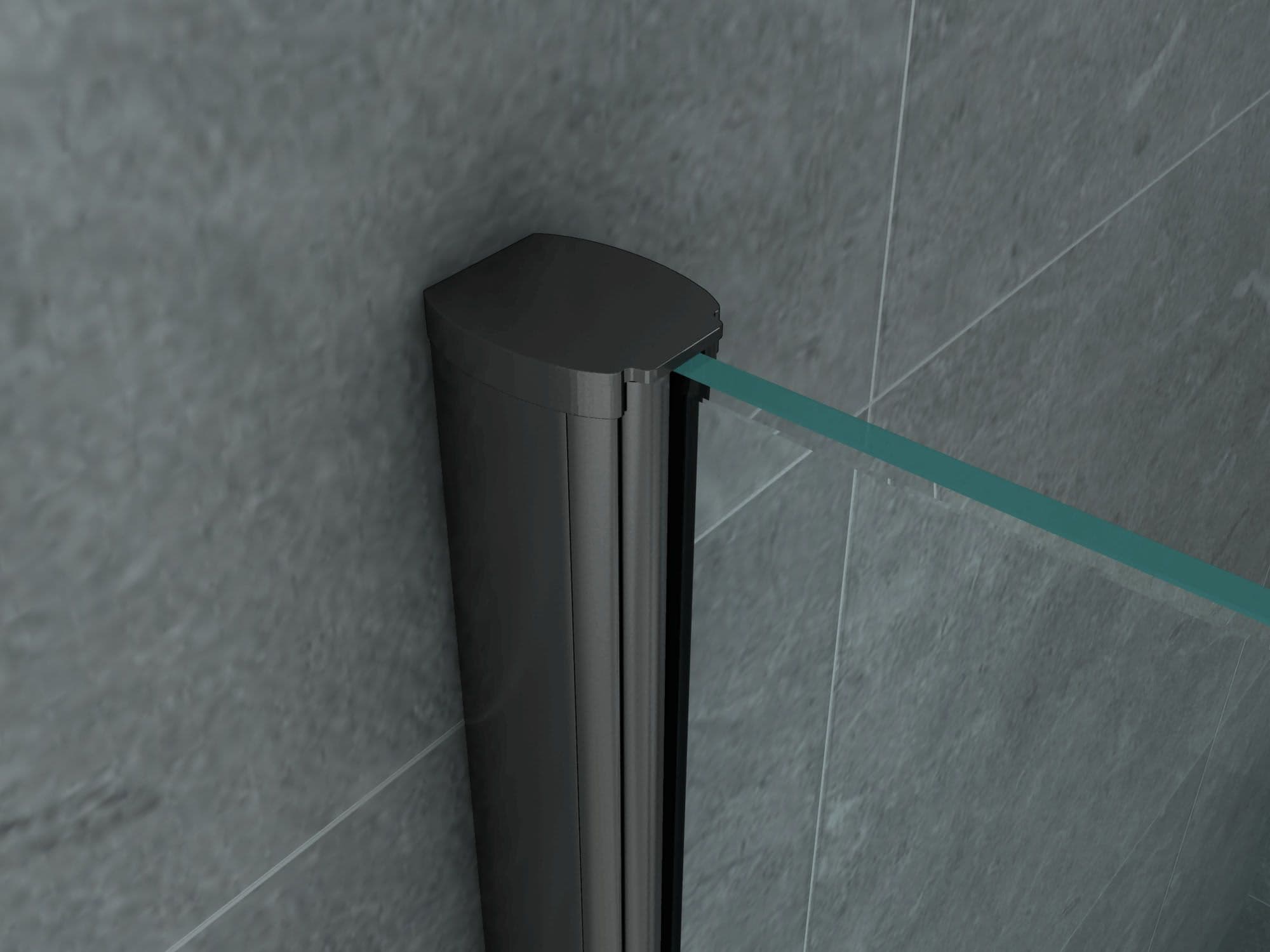 ALONI DOUCHECABINE - SCHUIFDEUR EN ZIJWAND - 900 X 1600 X 1950 MM - MAT ZWART - HELDER GLAS vue 1