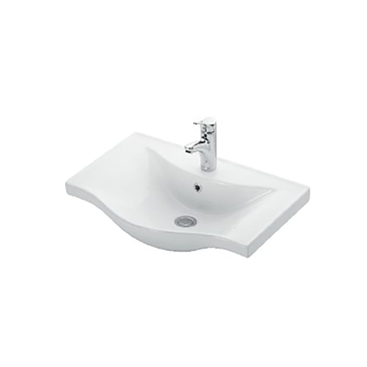 ALECO LAVABO – 1 VASQUE – AVEC TROP-PLEIN – 1 TROU ROBINET – CÉRAMIQUE – 65X 4X45,5 CM – BLANC BRILLANT vue 1