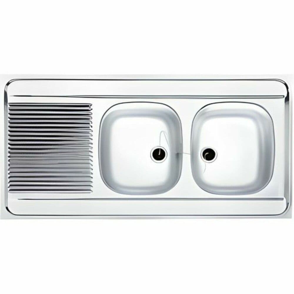Franke Man 721 spoeltafel 1200x600mm 2bak omkeerbaar manuele lediging RVS + sifon vue 1