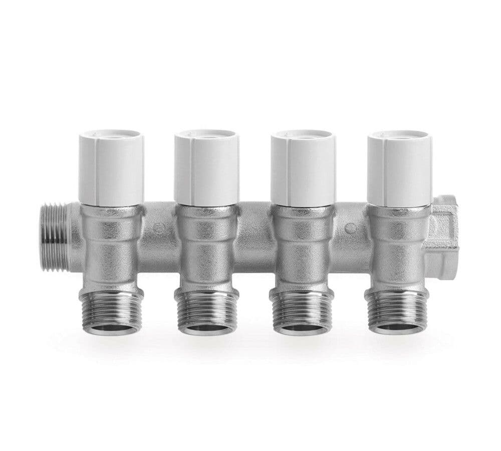 SYSTEMPEX collecteur 3/4MF robinet clic bleu-rouge sortie M22 4circuits vue 1