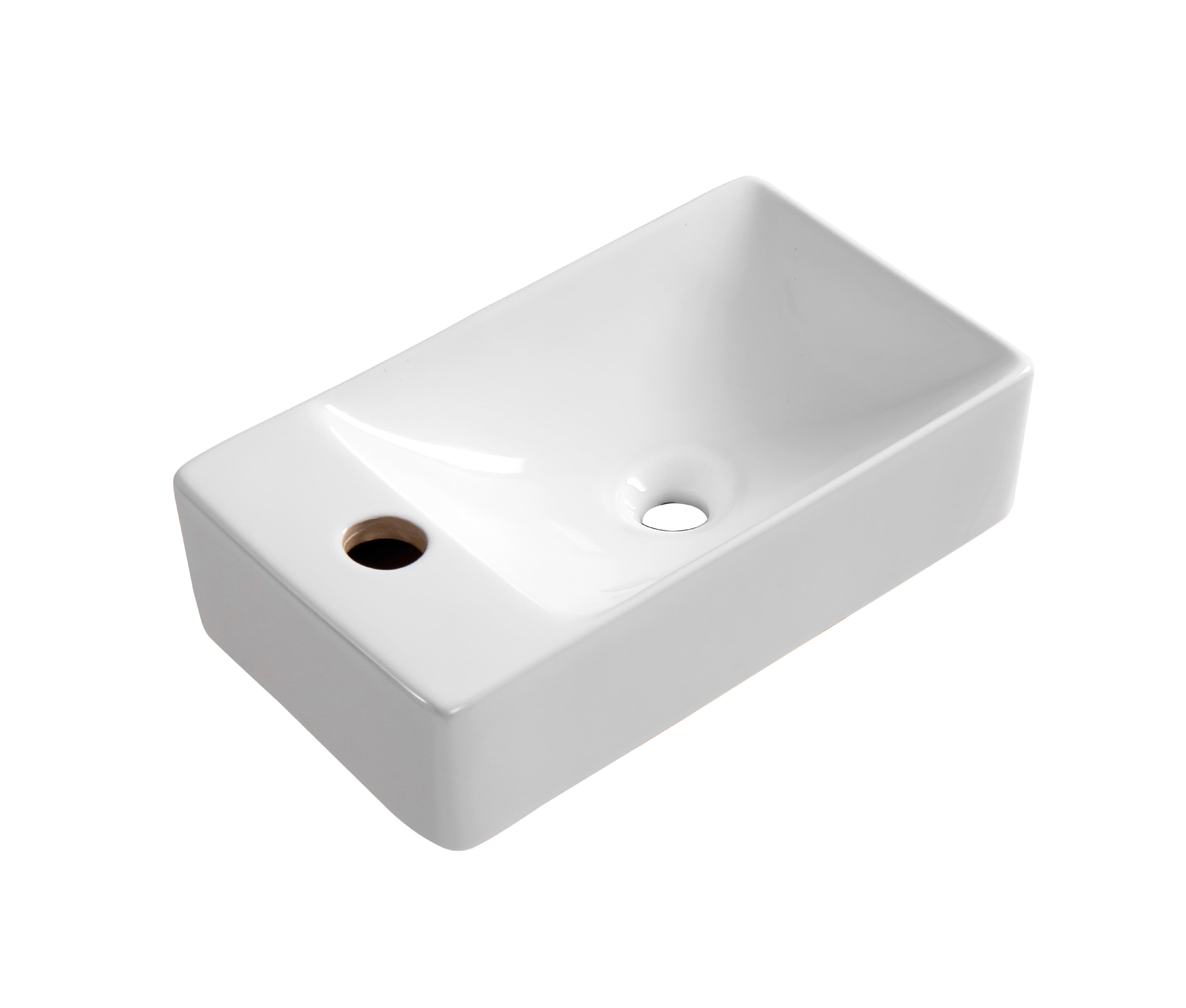 ALONI LAVE-MAINS – SANS TROP-PLEIN – TROU DE ROBINET À GAUCHE – CÉRAMIQUE – 38X10X22CM – BLANC BRILLANT vue 1
