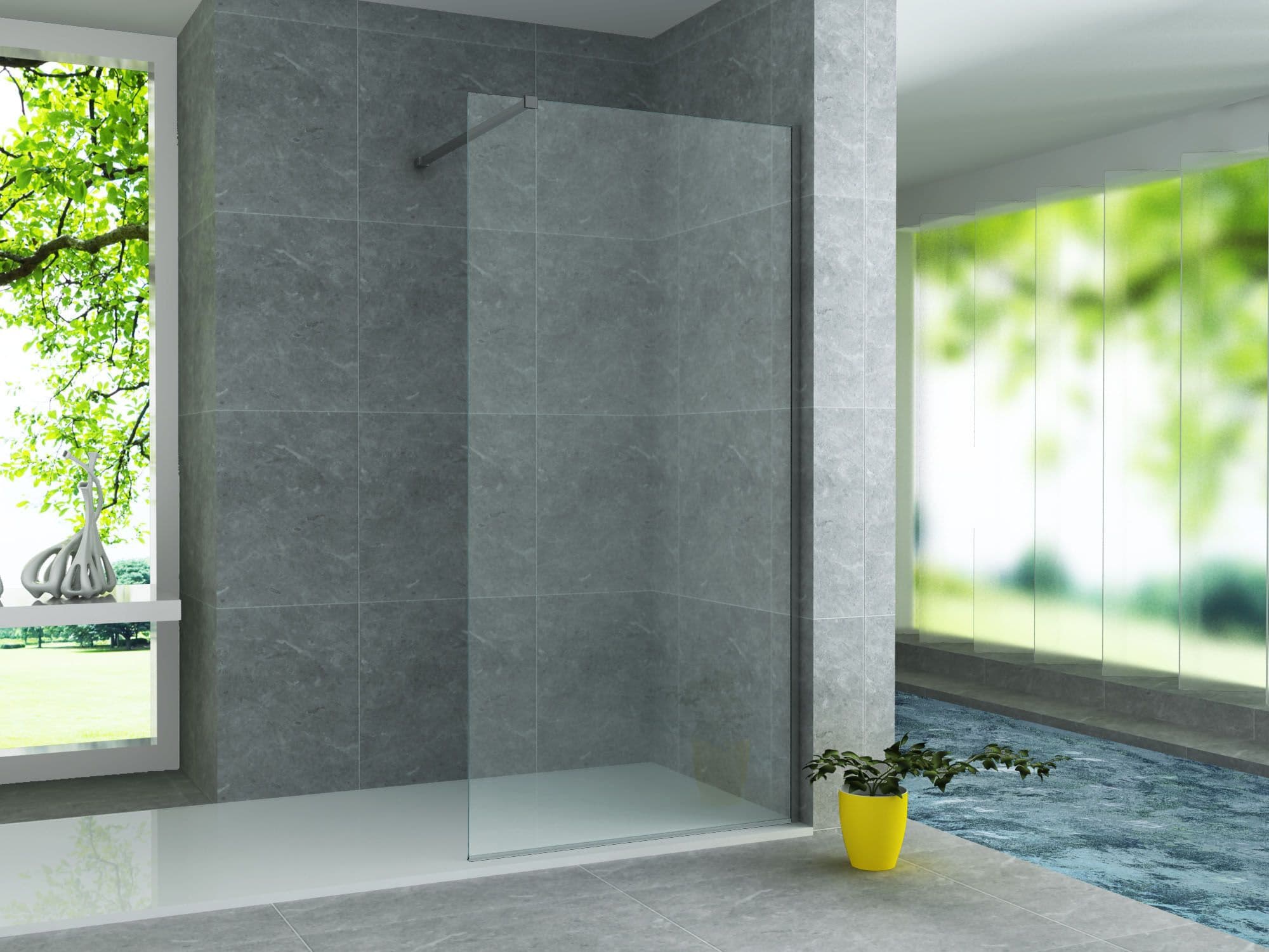 ALONI GLASWAND VOOR INLOOPDOUCHE - 900 X 2000MM - HELDER GLAS vue 1