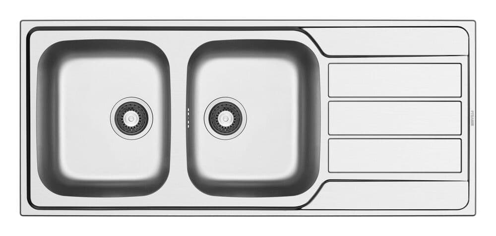 GO by Van Marcke Sofia inbouwspoeltafel 1160x500mm 2 bakken RVS vue 1
