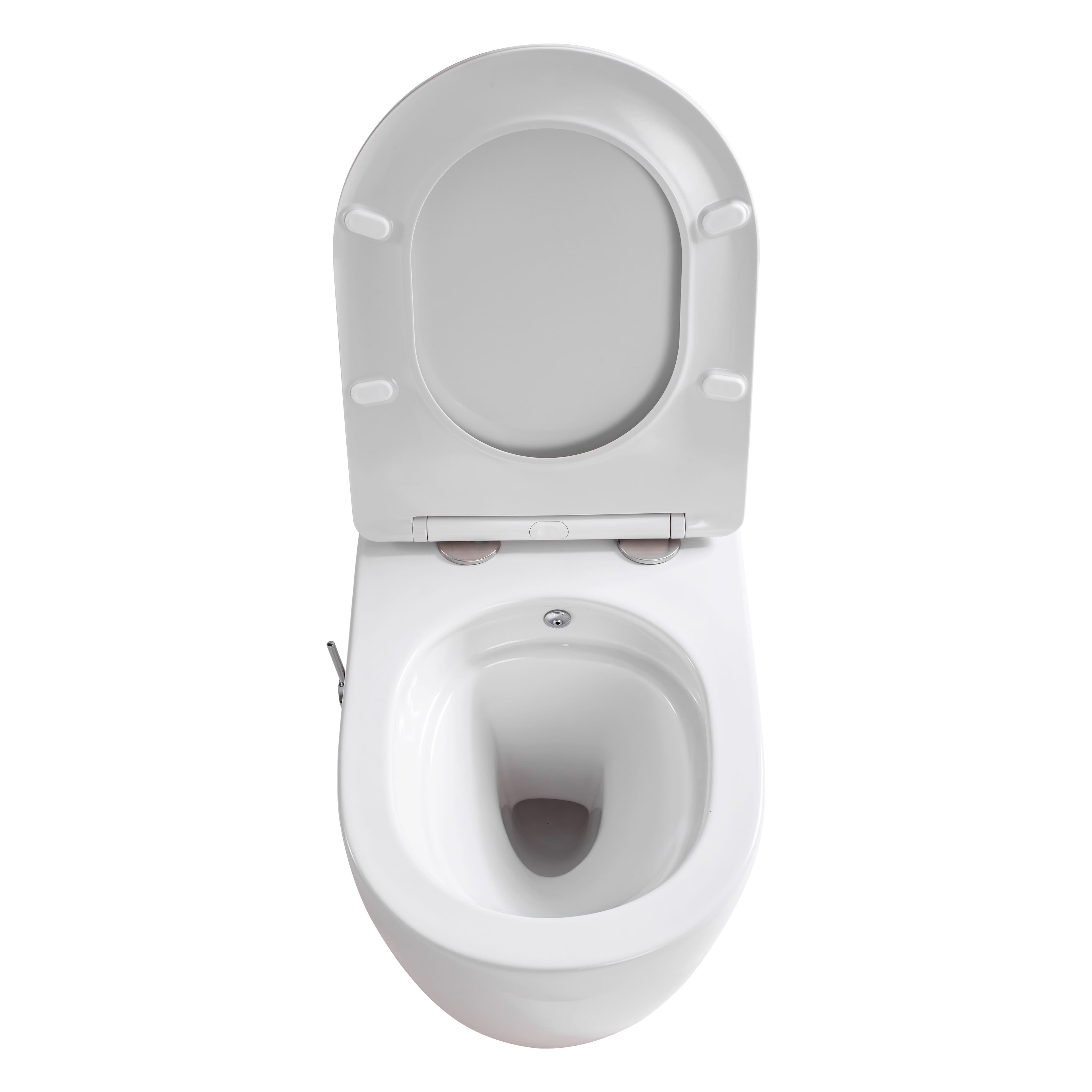 ALONI PRO HANGTOILET MET BIDET - TORNADO FLUSH - RANDLOOS - MET BIDETKRAAN KOUD EN WARM WATER - MET ZITTING - 52,5CM - GLANZEND WIT vue 1