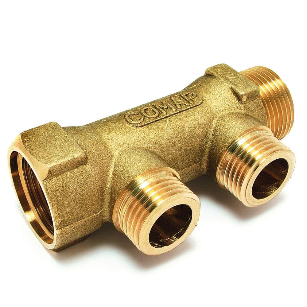 Comap collecteur laiton 3/4"MF sortie 1/2M entraxe 35mm 2circuits vue 1