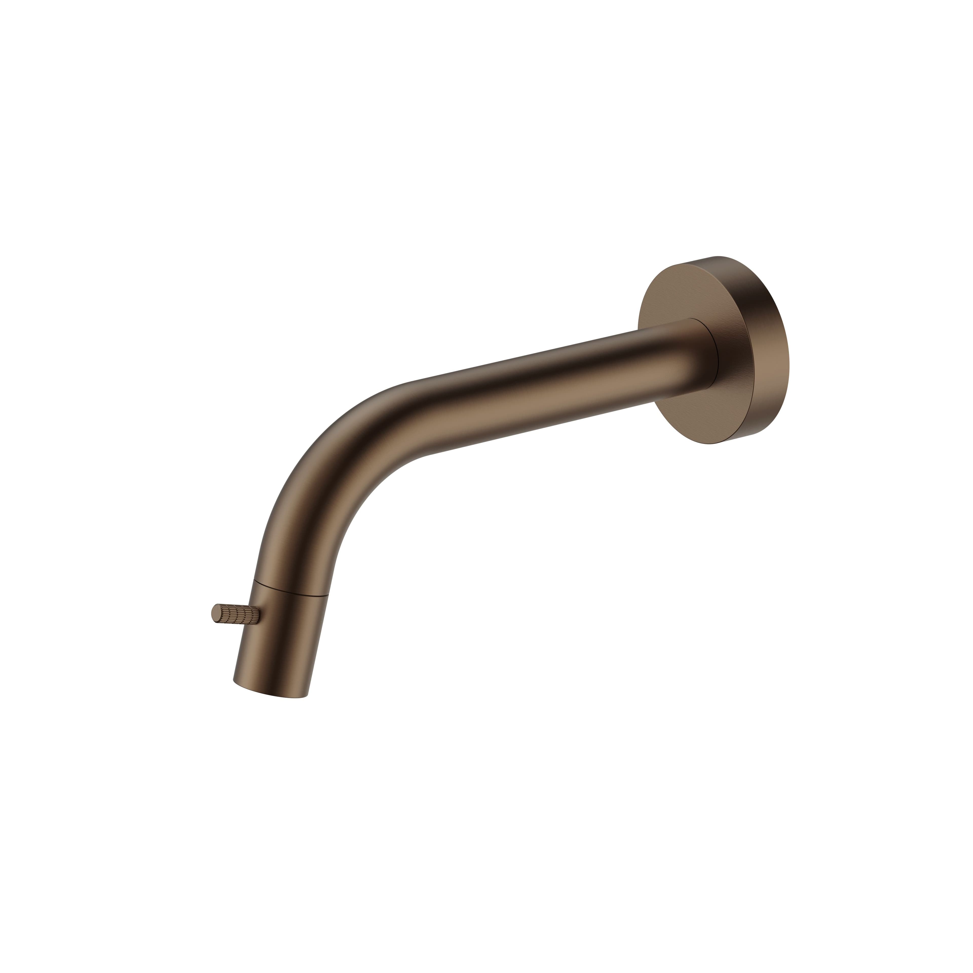 STRIA KOUDWATERKRAAN - WANDMONTAGE - INKORTBAAR - KNOP MET VERFIJNDE RIBBELSTRUCTUUR - ZONDER AFVOERPLUG - BRUIN BRONS (PVD) vue 1