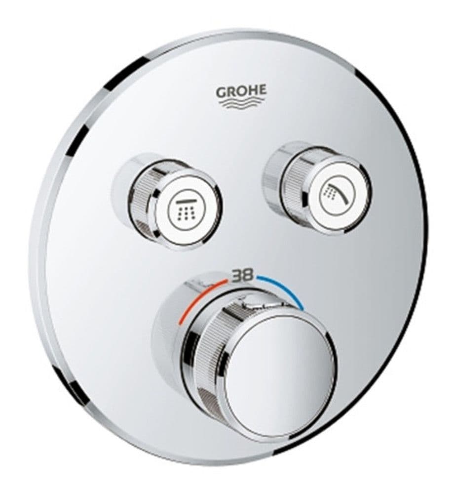 Grohe Grohtherm SmartControl thermostat encastré 2 sorties rond chromé vue 1