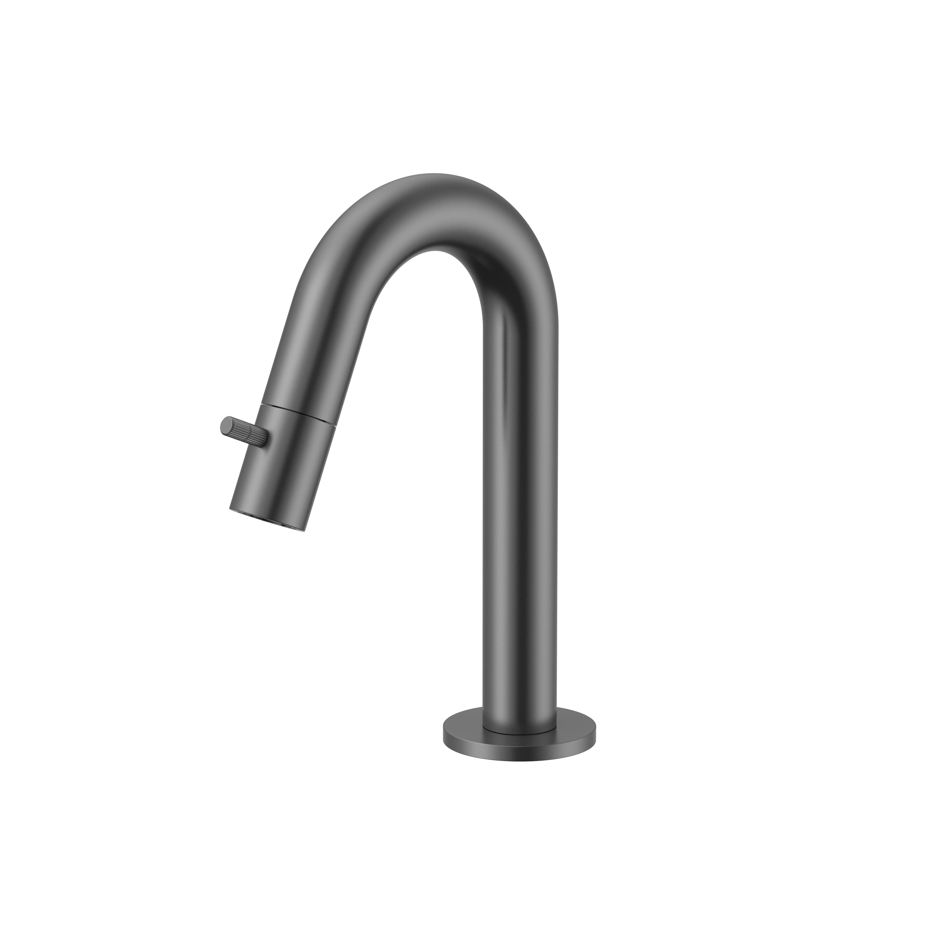 STRIA KOUDWATERKRAAN  - GEBOGEN UITLOOP - ZONDER AFVOERPLUG - GUNMETAL (PVD) vue 1