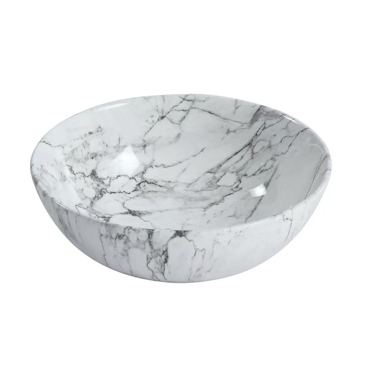ALONI TIVRA LAVABO - À POSER – SANS TROP-PLEIN – SANS TROU DE ROBINET – AVEC BONDE CLIC-CLAC – CÉRAMIQUE – 38X13X38 CM – MARBRE BLANC vue 1