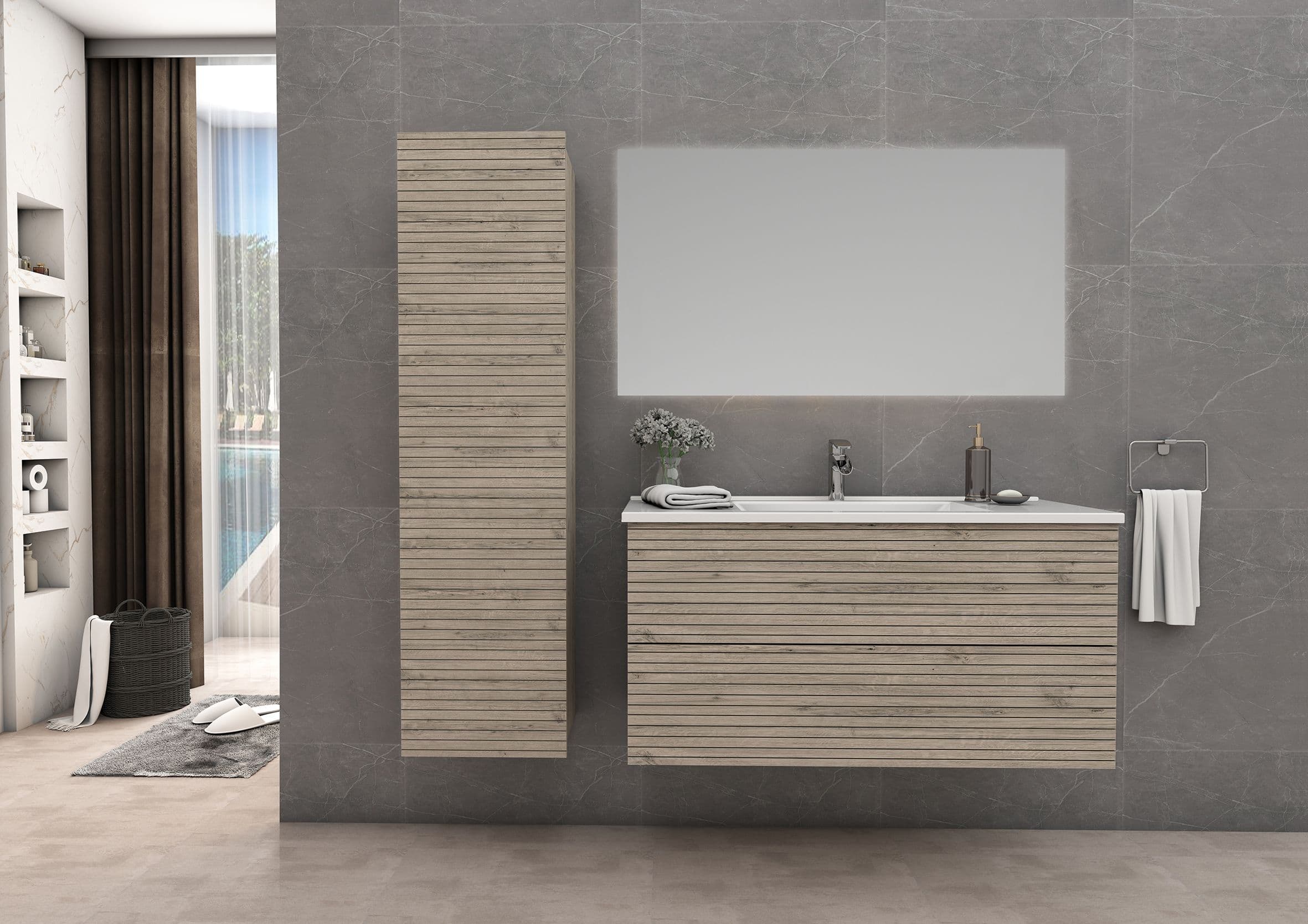 ELITE MEUBLE SOUS-PLAN AVEC RELIEF HORIZONTAL (80CM) - BOIS CLAIR vue 1