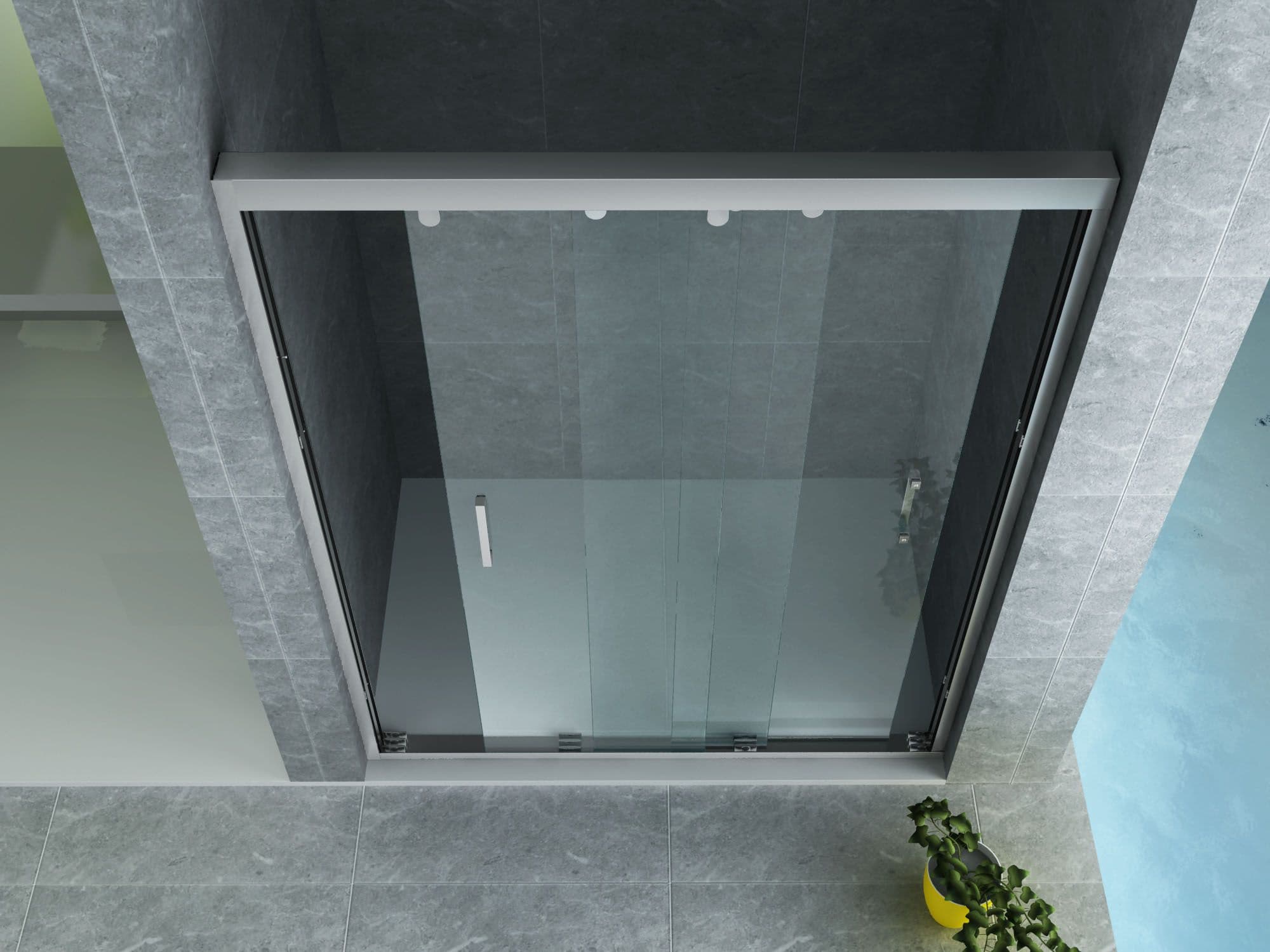 ALONI SCHUIFDEUR VOOR NIS - 3 DELIG - 900 X 2000MM - CHROOM - HELDER GLAS vue 1