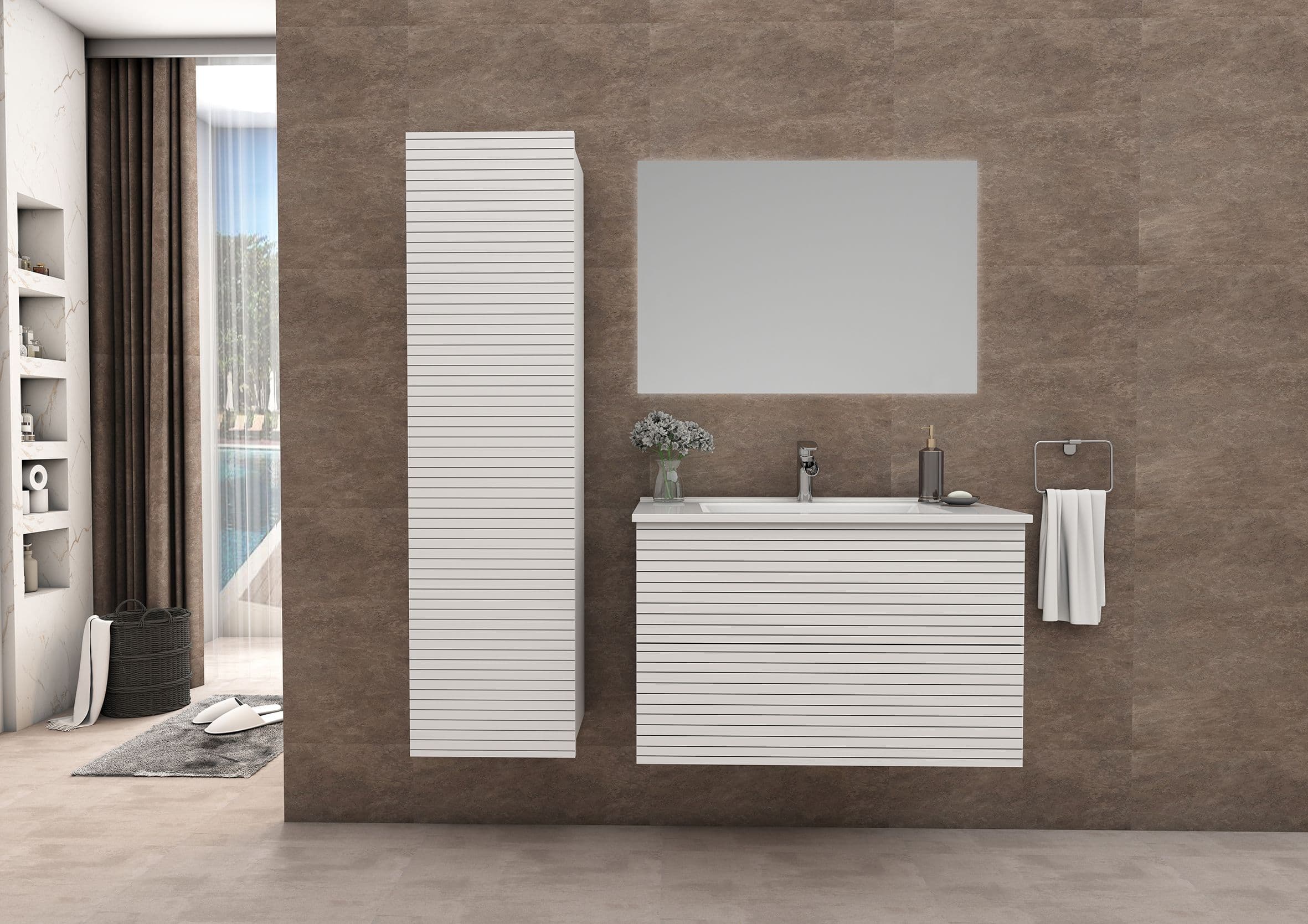 ELITE MEUBLE SOUS-PLAN AVEC RELIEF HORIZONTAL (60CM) - BLANC MAT vue 1